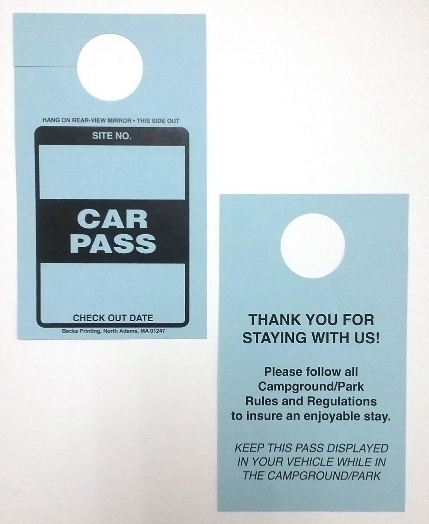 Car Pass Parking Permit Rearview Mirror Hang Tag - Durable Campground RV Park Accessory for Trailers & Campers (Blue, Pack of 1000) - Perfect for National Parks, Resorts & Gated Communities