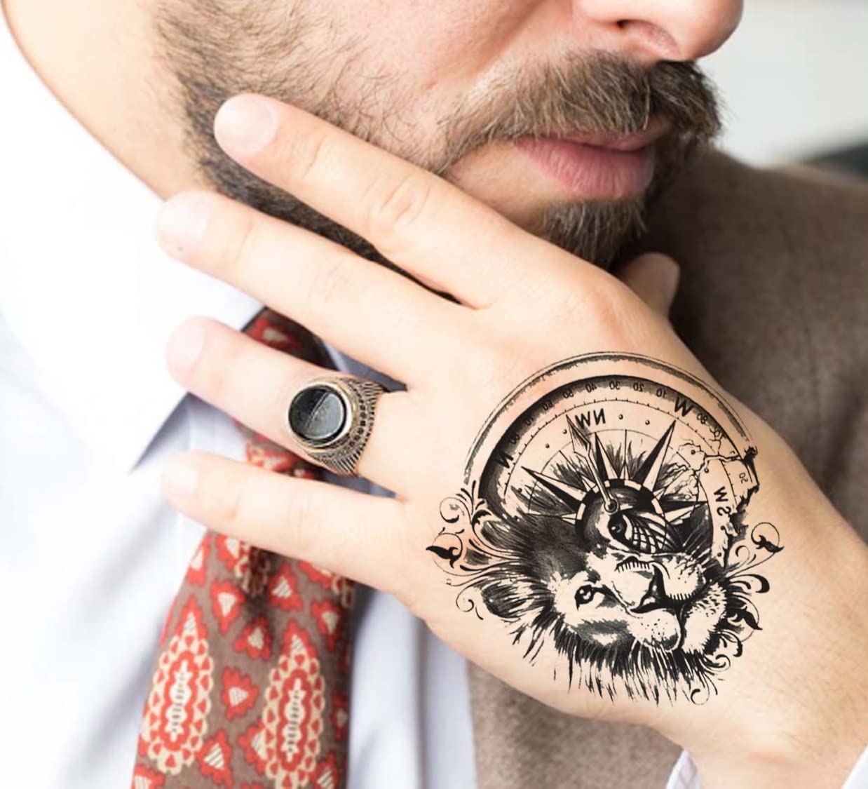 Waterproof Temporary Tattoo Stickers for Men & Women - Realistic 3D Flowers, Butterflies, Stars, Angels, Wolves & Armband Designs (21x15cm) - Perfect for Parties, Halloween, Cosplay & Body Art