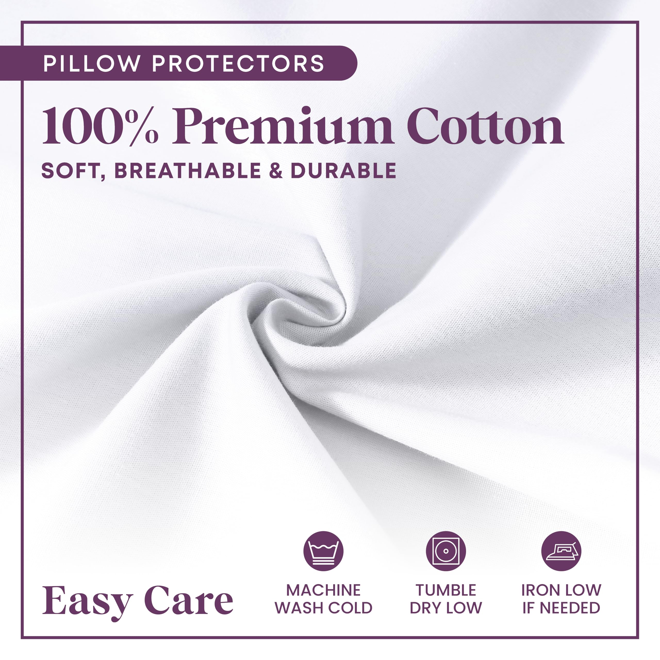CirclesHome 6 Pack King Size Zippered Pillow Protectors - 100% Cotton Breathable Pillow Covers for Dust & Allergy Protection (20x36 Inches) - Perfect for Bedroom, Guest Room & Travel Use