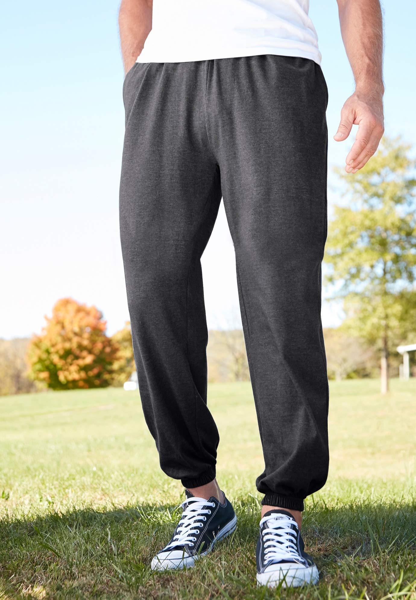KingSize Men's Big & Tall Lightweight Elastic Cuff Sweatpants - Comfortable Lounge Pants for Relaxing at Home, Gym, or Running Errands