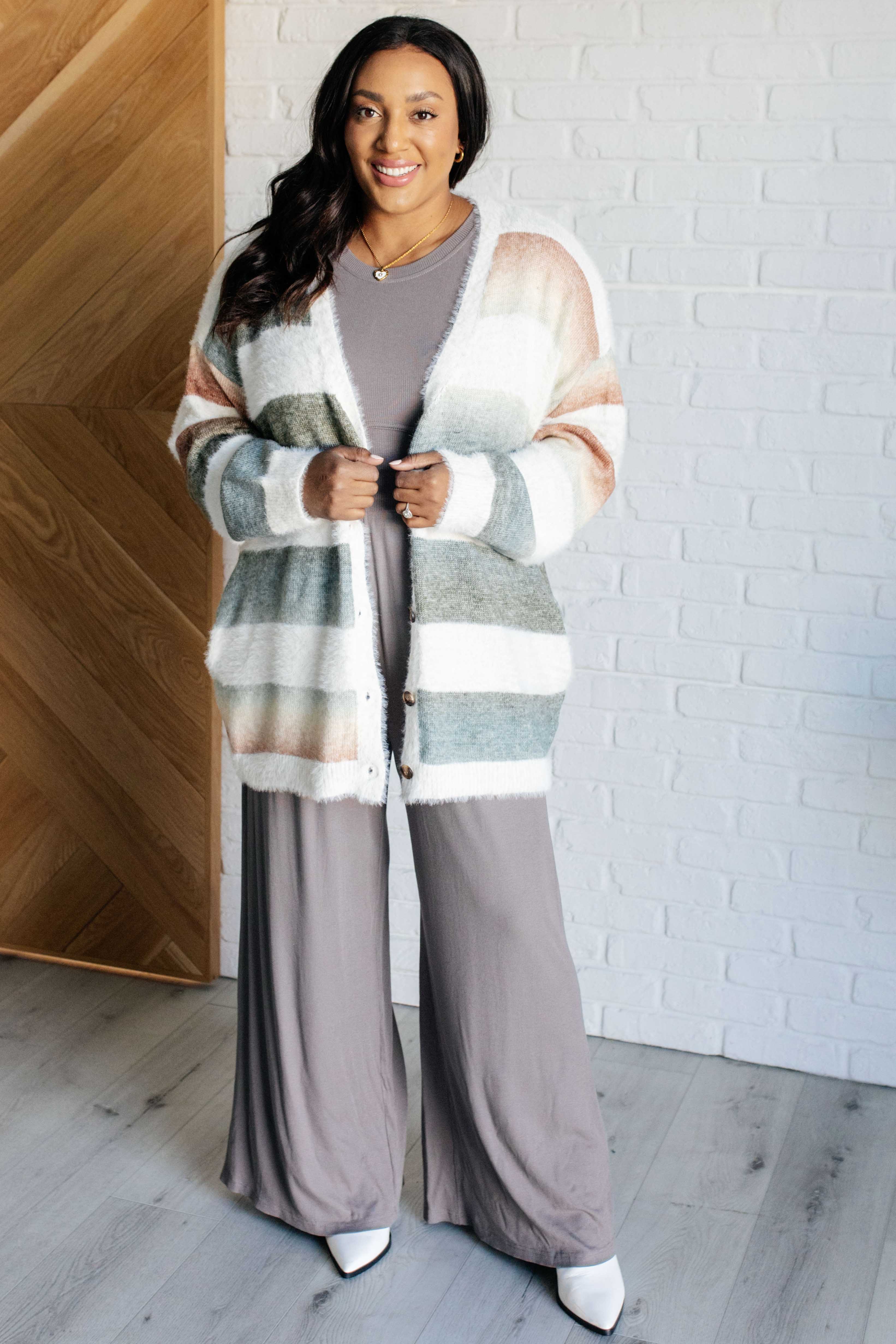 Ombre Feelings Striped Cardigan - Soft & Stylish Women's Knit Sweater | Perfect for Fall Layering, Casual Outfits & Cozy Home Wear