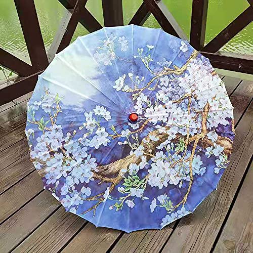 Chinese Style Oil Paper Umbrella - Handmade Bamboo & Floral Painted Rainproof Parasol for Cosplay, Hanfu, Traditional Events & Outdoor Photography