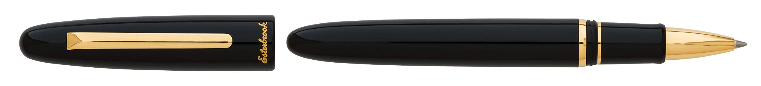 Estie Black Gold Trim Rollerball Pen E117 - Premium Writing Instrument for Professionals & Gift Giving - Perfect for Office, Business Meetings & Special Occasions