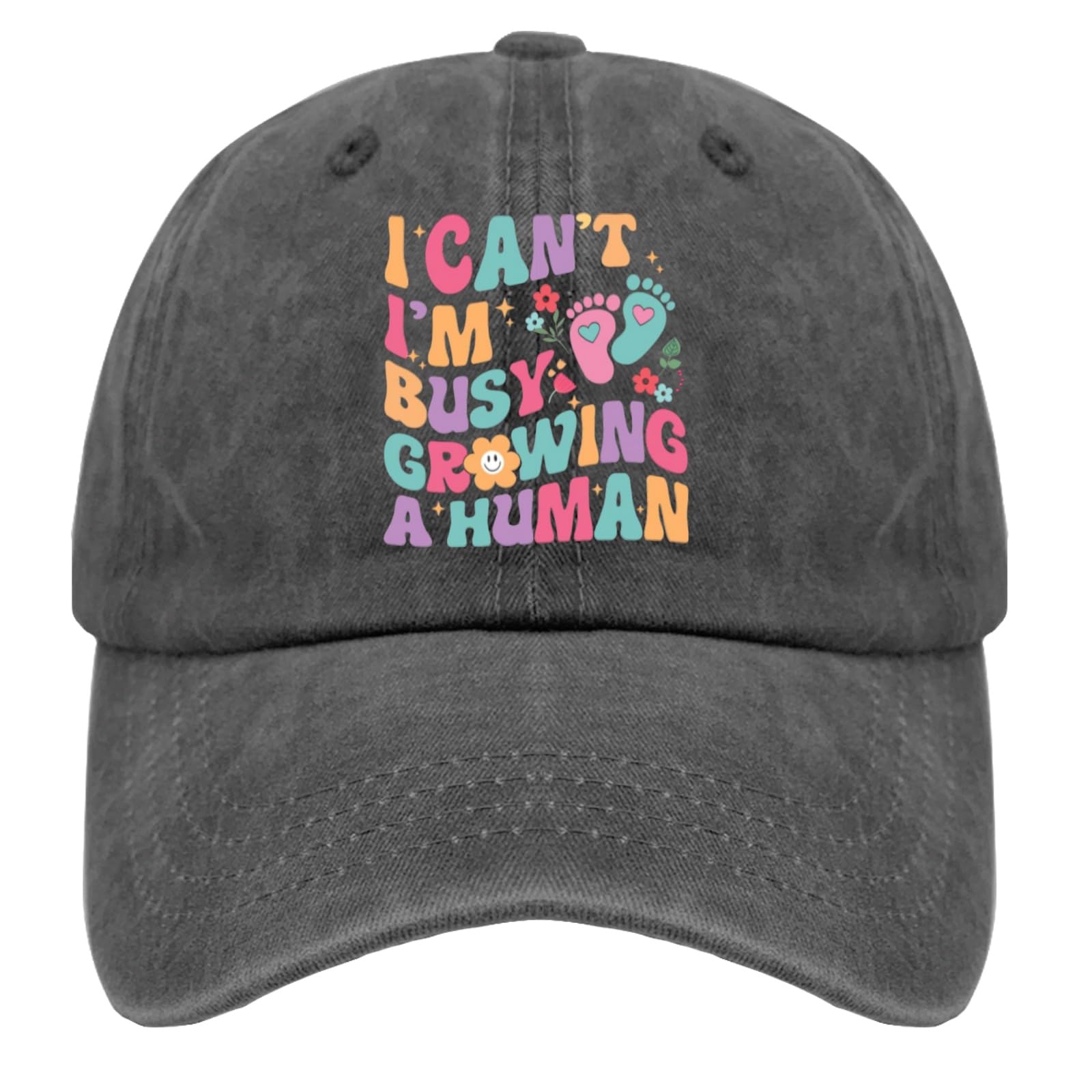 Funny Pregnancy Hat - 'I Can't I'm Busy Growing A Human' Golf & Fishing Cap - Pigment Black Workout Hat for Women - Perfect Maternity Gift for Expecting Moms, Golfers & Outdoor Activities