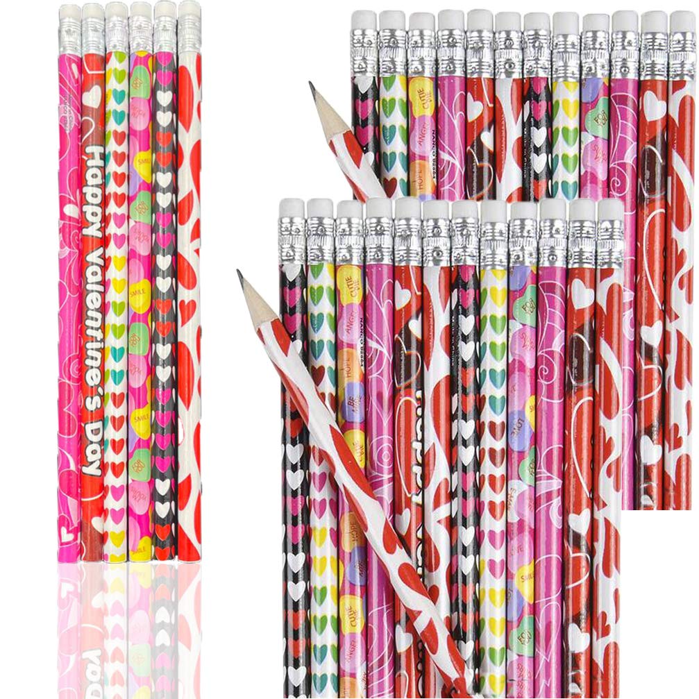 Valentine's Day Pencils 12-Pack - School Supplies & Party Favors for Kids