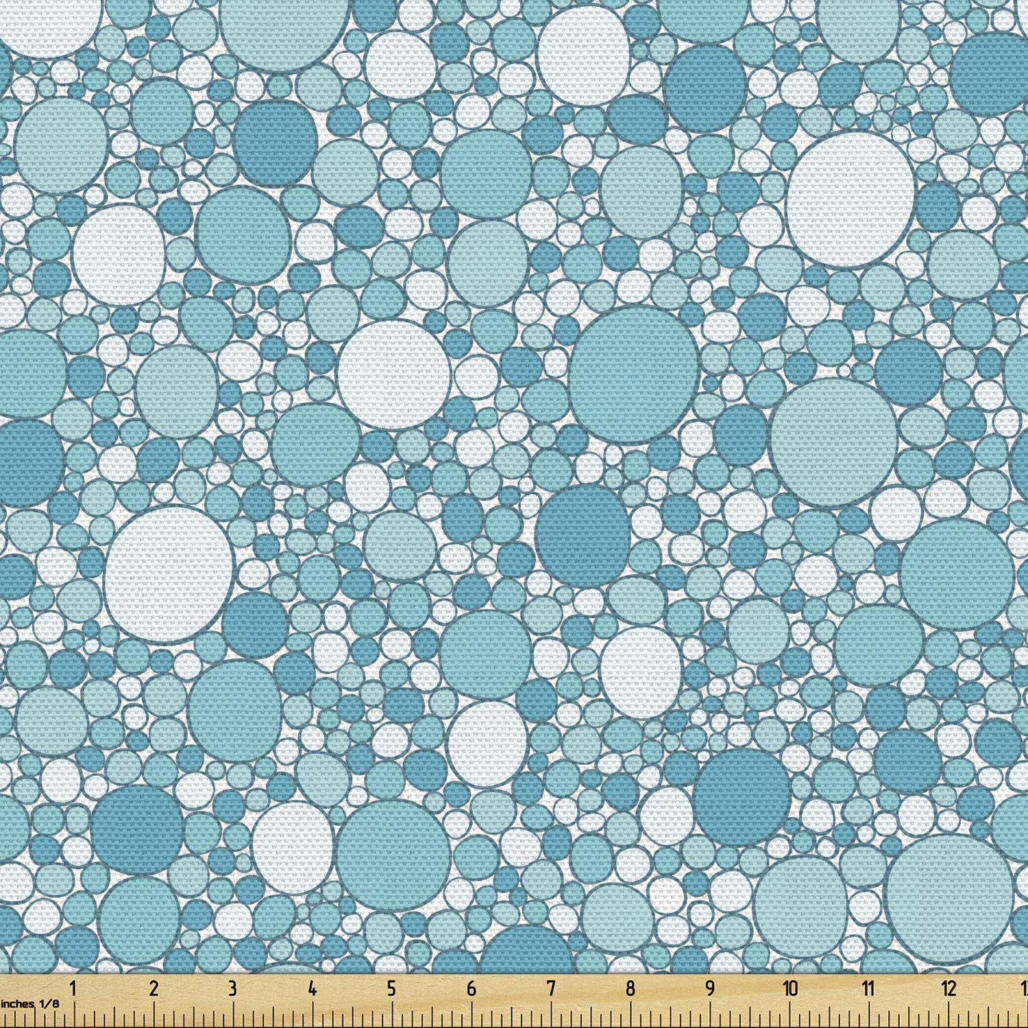 Ambesonne Abstract Fabric by The Yard - Modern Aqua Bubble Pattern Upholstery Material for Sofa, Curtains & Home Decor | 1 Yard Turquoise Teal | Perfect for DIY Projects, Throw Pillows & Wall Hangings
