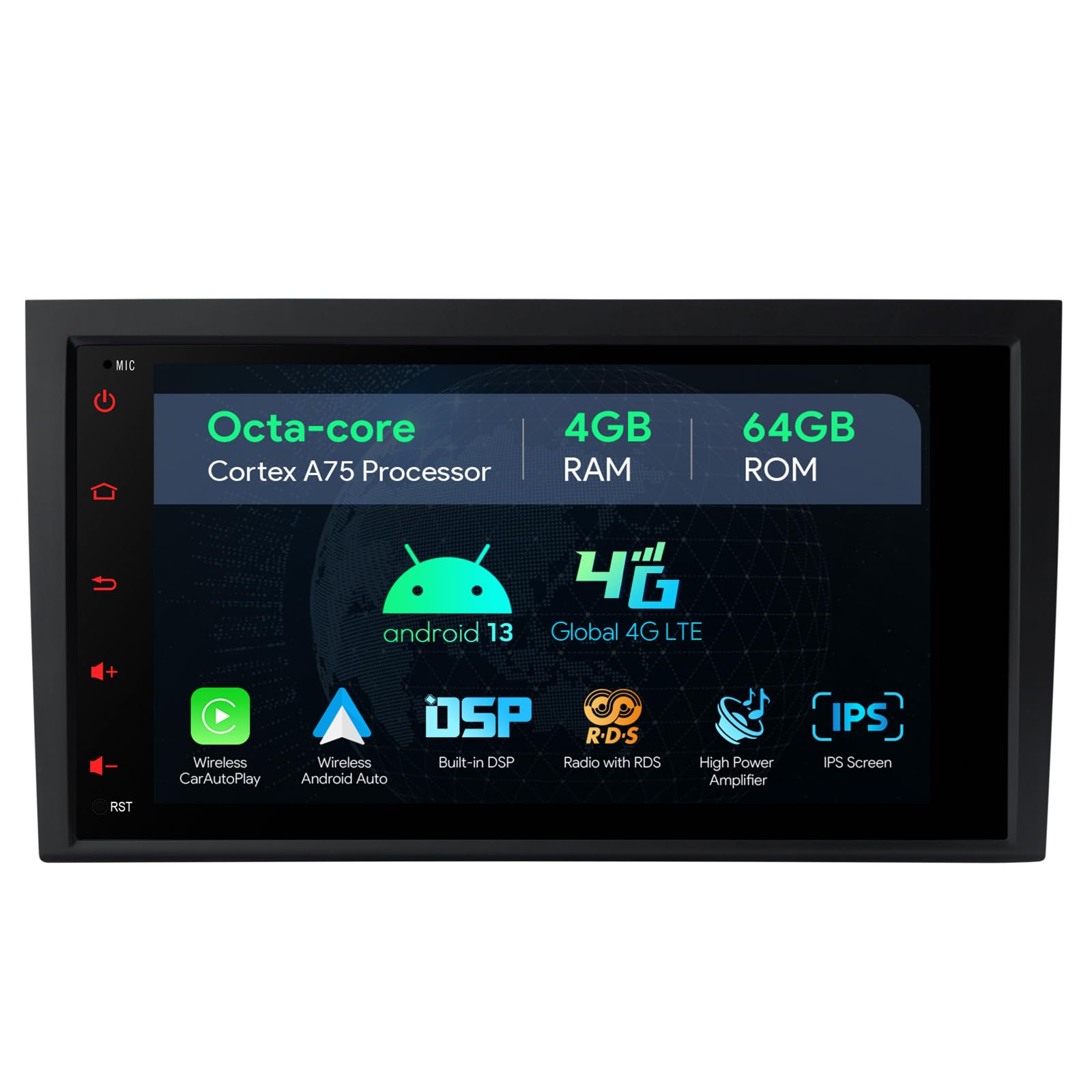 XTRONS Android 13 Car Stereo - 8 Inch IPS Touch Screen GPS Navigation, Octa Core 4GB RAM 64GB ROM, Bluetooth Head Unit with Built-in DSP, Supports CarPlay & Android Auto, 4G LTE Compatible for Audi A4/S4/RS4 - Perfect for Commuting, Road Trips & Hands-Free Driving