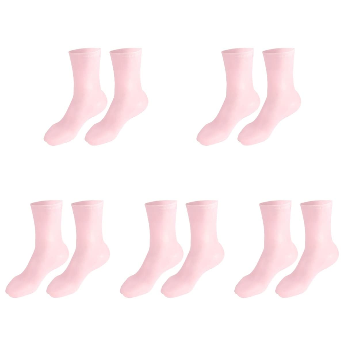 FRCOLOR 5 Pairs Moisturizing Silicone Gel Socks for Dry Cracked Heels - Soft Spa Foot Care Socks for Overnight Hydration & Relaxation - Perfect for Pedicures, Foot Treatments & Home Spa Days