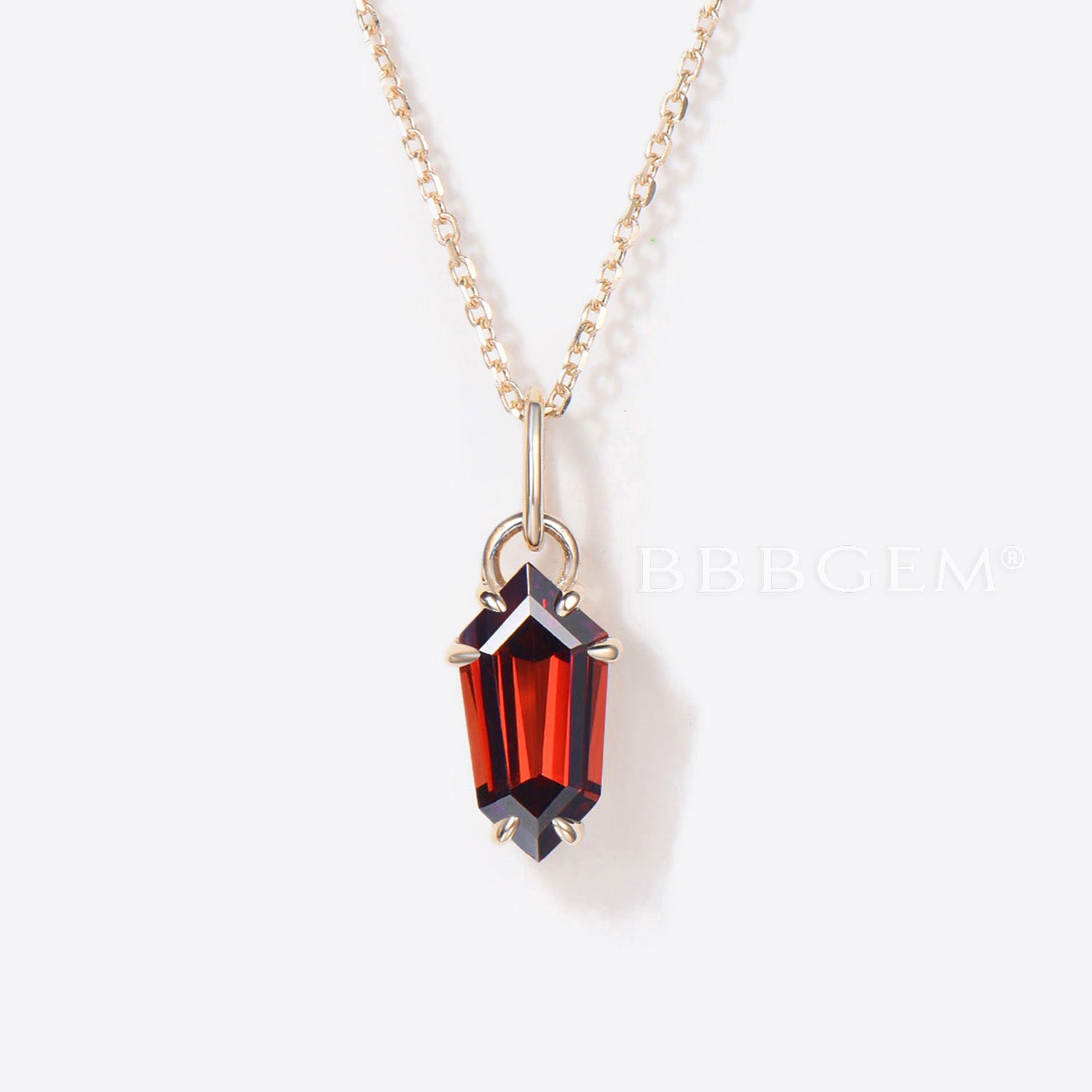 Shield Cut Garnet Pendant Necklace - Genuine Red Gemstone Solitaire Jewelry for Women | Perfect for Valentine's Day Gifts, Anniversary Presents & Evening Wear