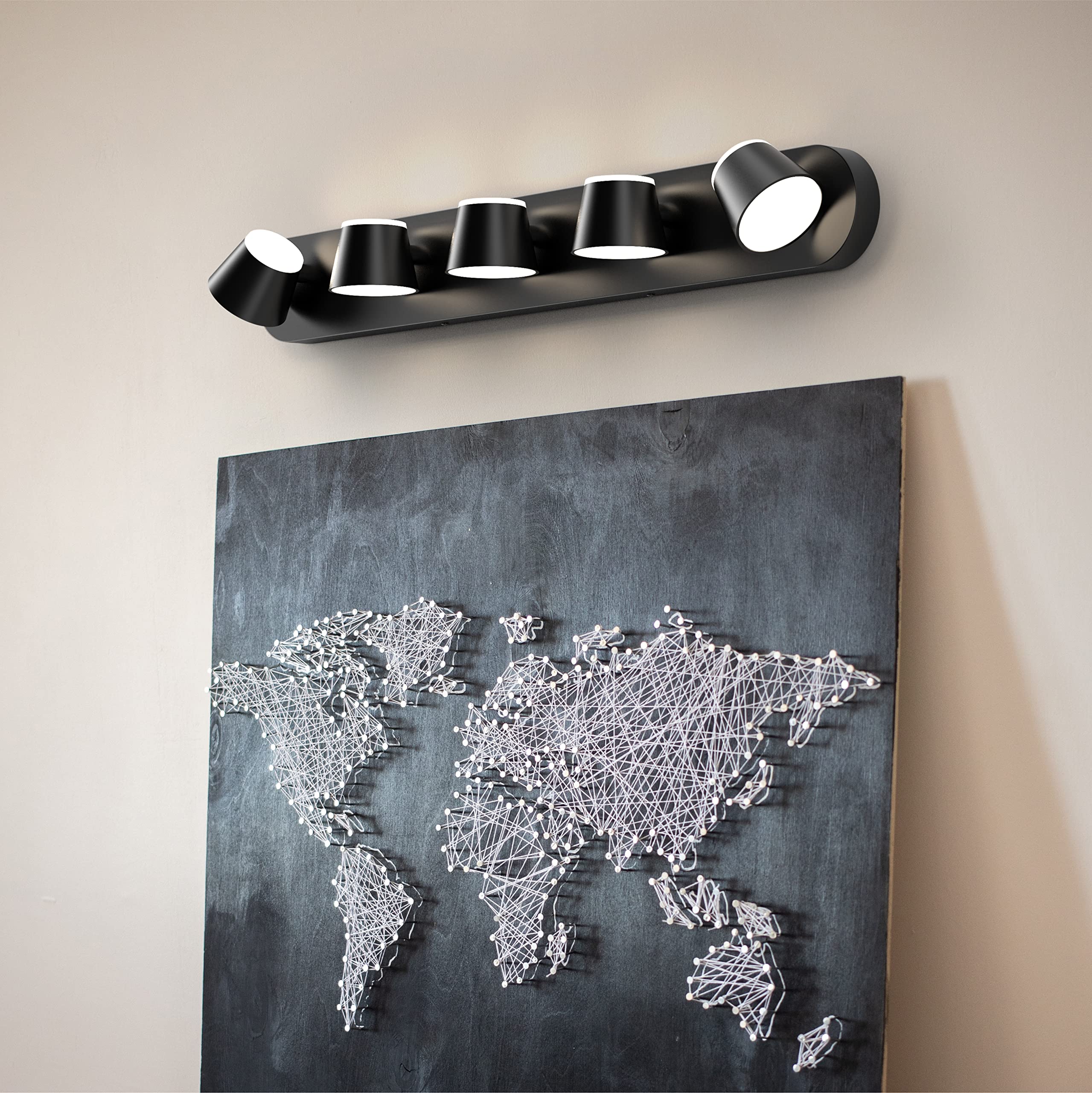 URSOLA 5-Light Black LED Bathroom Vanity Light Fixture - 34