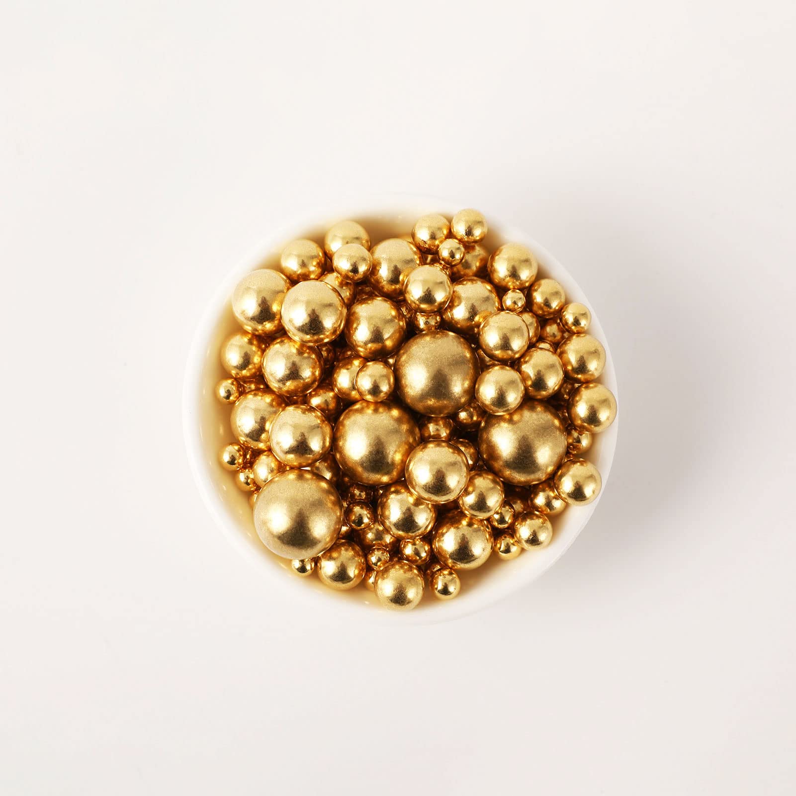 **Kasvan Gold Pearl Sugar Sprinkles - Edible Candy Pearls 130g/4.58 Oz for Cake, Cookie & Ice Cream Decorations - Mix Size Baking Decor - Perfect for Birthday, Wedding & Dessert Toppings**