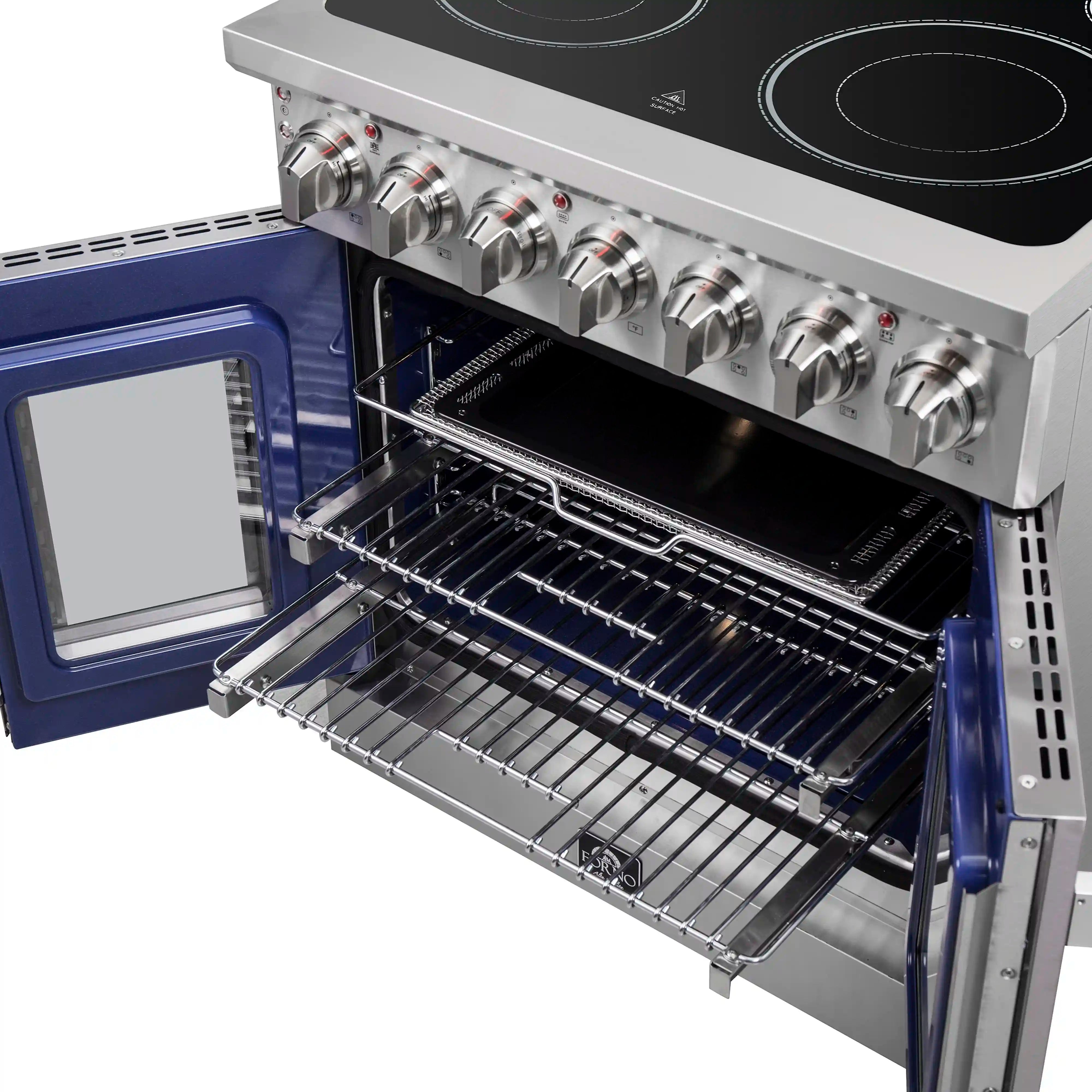 Forno Massimo 30 Inch Freestanding French Door Electric Range - Stainless Steel (FFSEL6955 30) | Professional Kitchen Appliance for Home Cooking & Baking