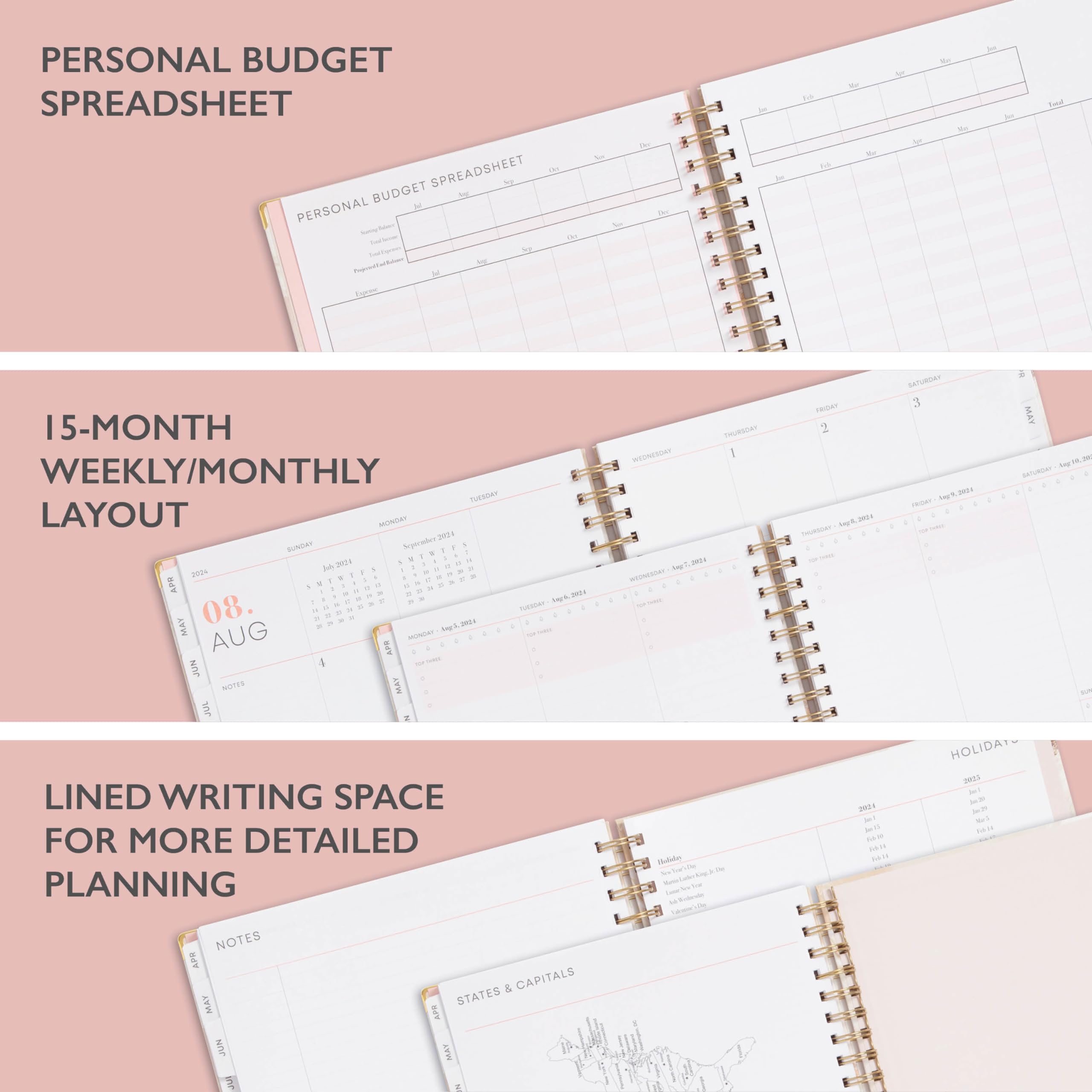 Blue Sky 2024-2025 Academic Planner - Weekly & Monthly Calendar, 8.5