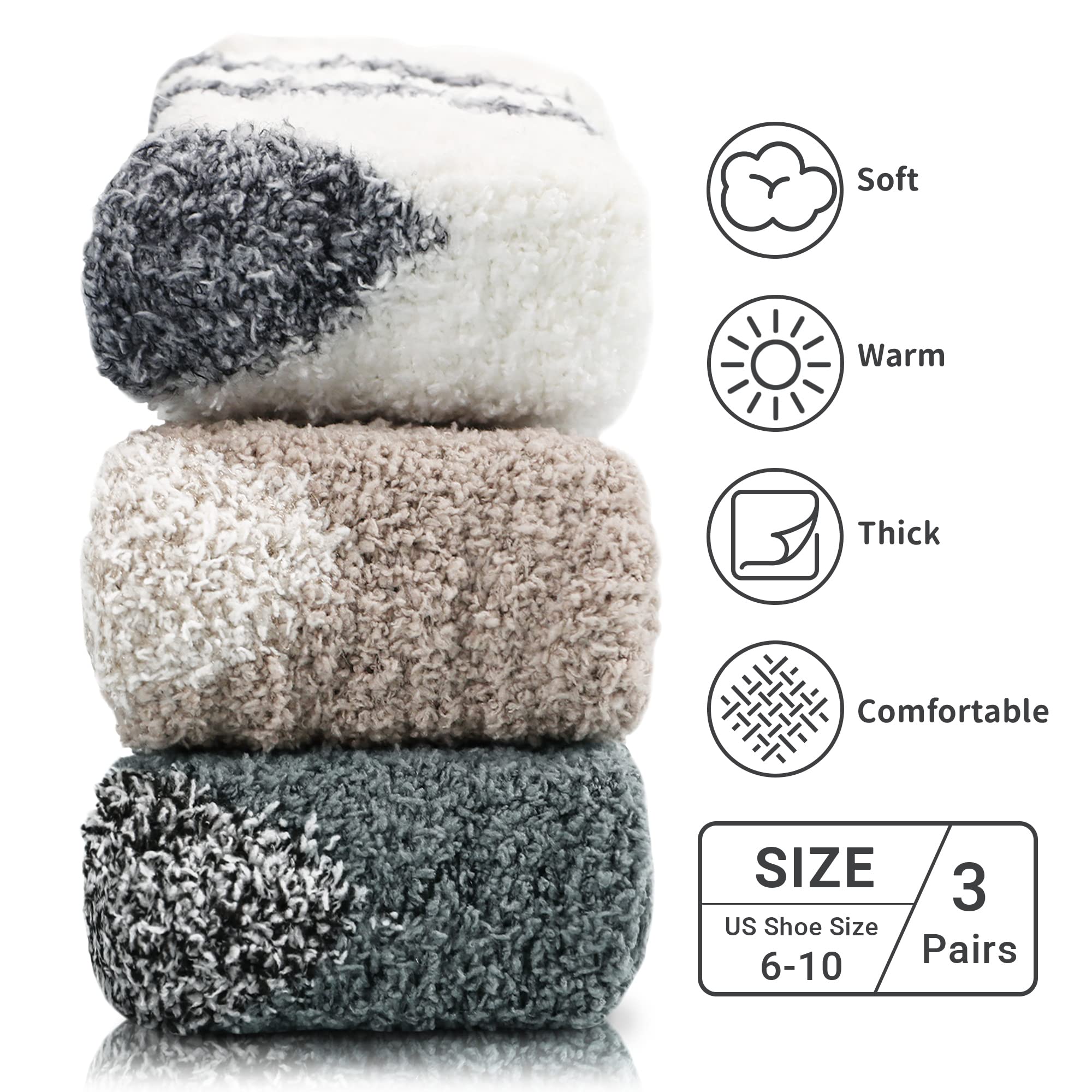 Ultra Soft Women's Fuzzy Socks - Cozy Winter Warm Slipper Socks for Sleeping & Lounge, Gradient Design - Perfect for Home Relaxation, Cold Weather Comfort & Gift Giving