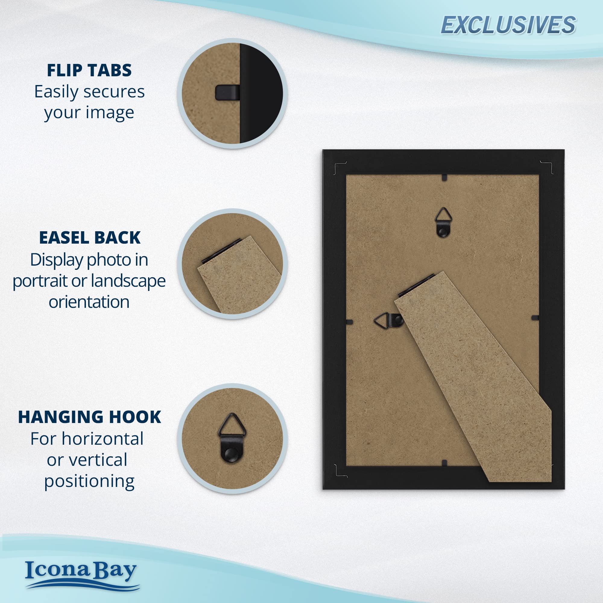 Icona Bay 4x6 Picture Frames (Black, 3 Pack) - Premium Wood Composite Photo Frames for Wall or Tabletop Display - Perfect for Home Decor, Office, Wedding Photos & Gift Giving