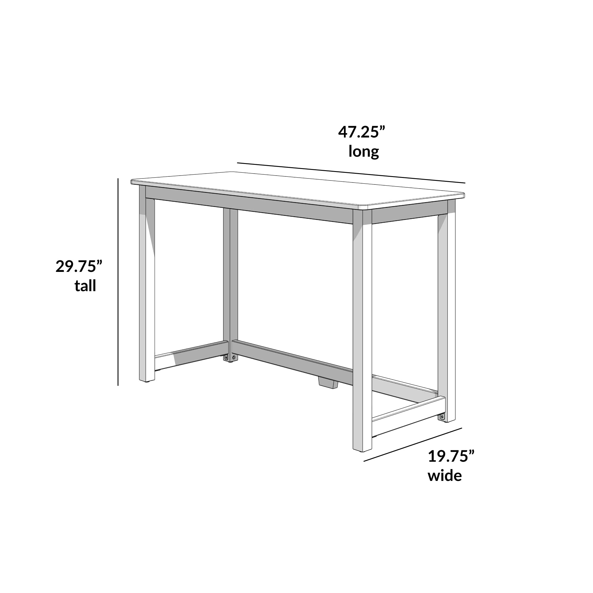 Max & Lily 47 Inch Solid Wood Desk in Clay Finish - Perfect for Home Office, Study & Kids Room Workspace