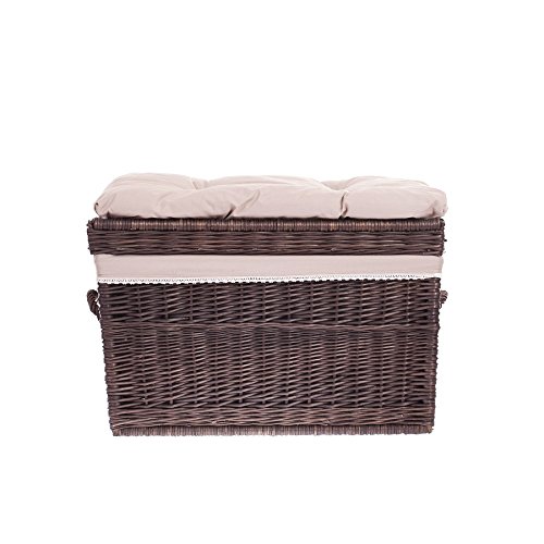 Natural Willow Laundry Basket - Gloss White Storage Chest for Linen, Clothes & Toys | Eco-Friendly Woven Hamper for Bedroom, Nursery & Bathroom Organization
