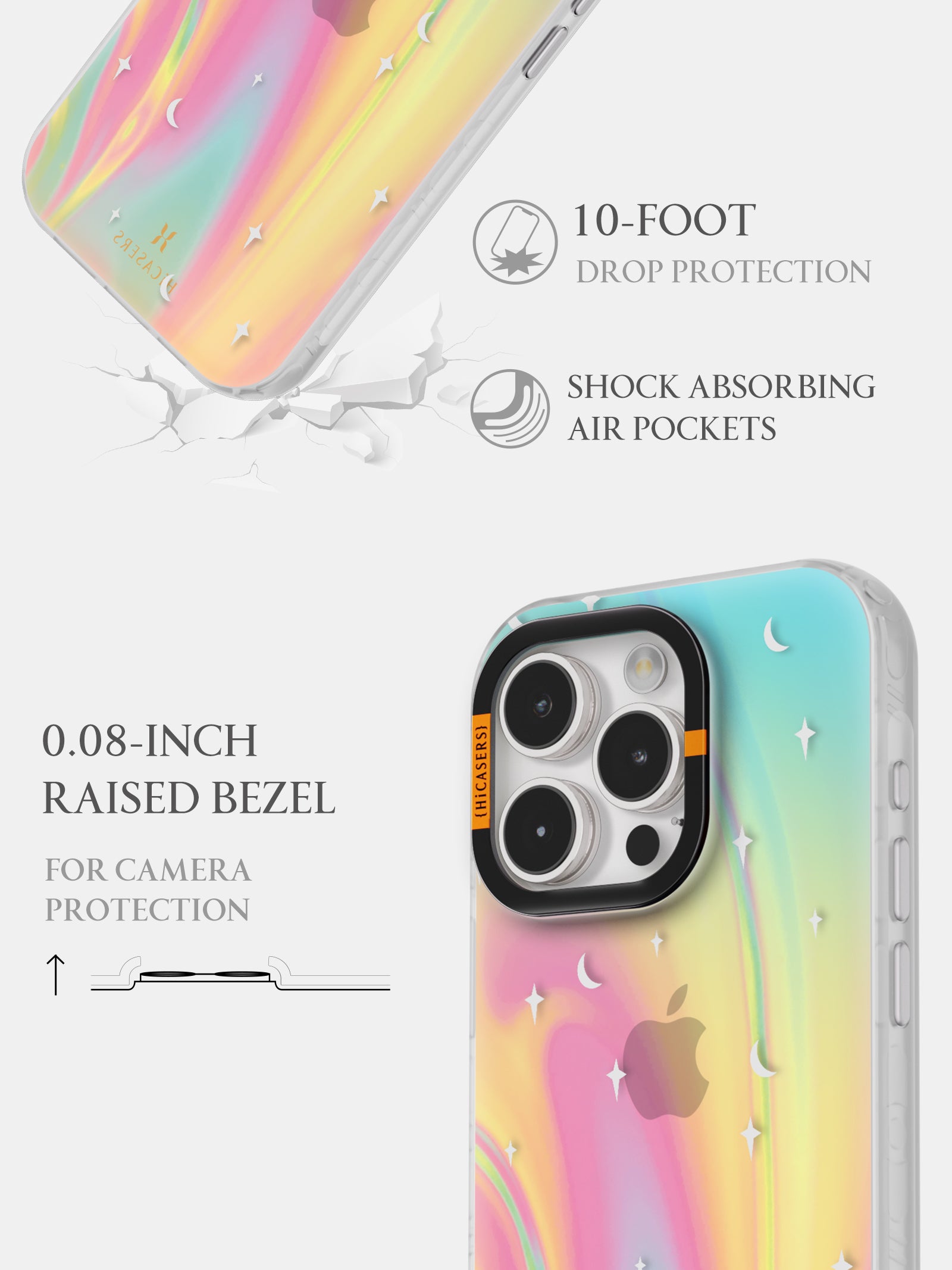 Flowing Energy Iridescent Mirror Phone Case - Yellow | Shatterproof Protective Cover for iPhone & Samsung | Perfect for Parties, Concerts & Everyday Glam