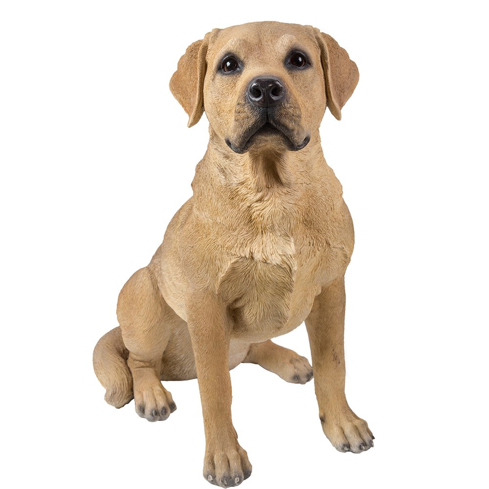 Realistic Life-Size Sitting Labrador Retriever Statue - 22 Inch Hand-Painted Resin Dog Figurine with Glass Eyes - Highly Detailed Home Decor for Living Room, Office or Garden