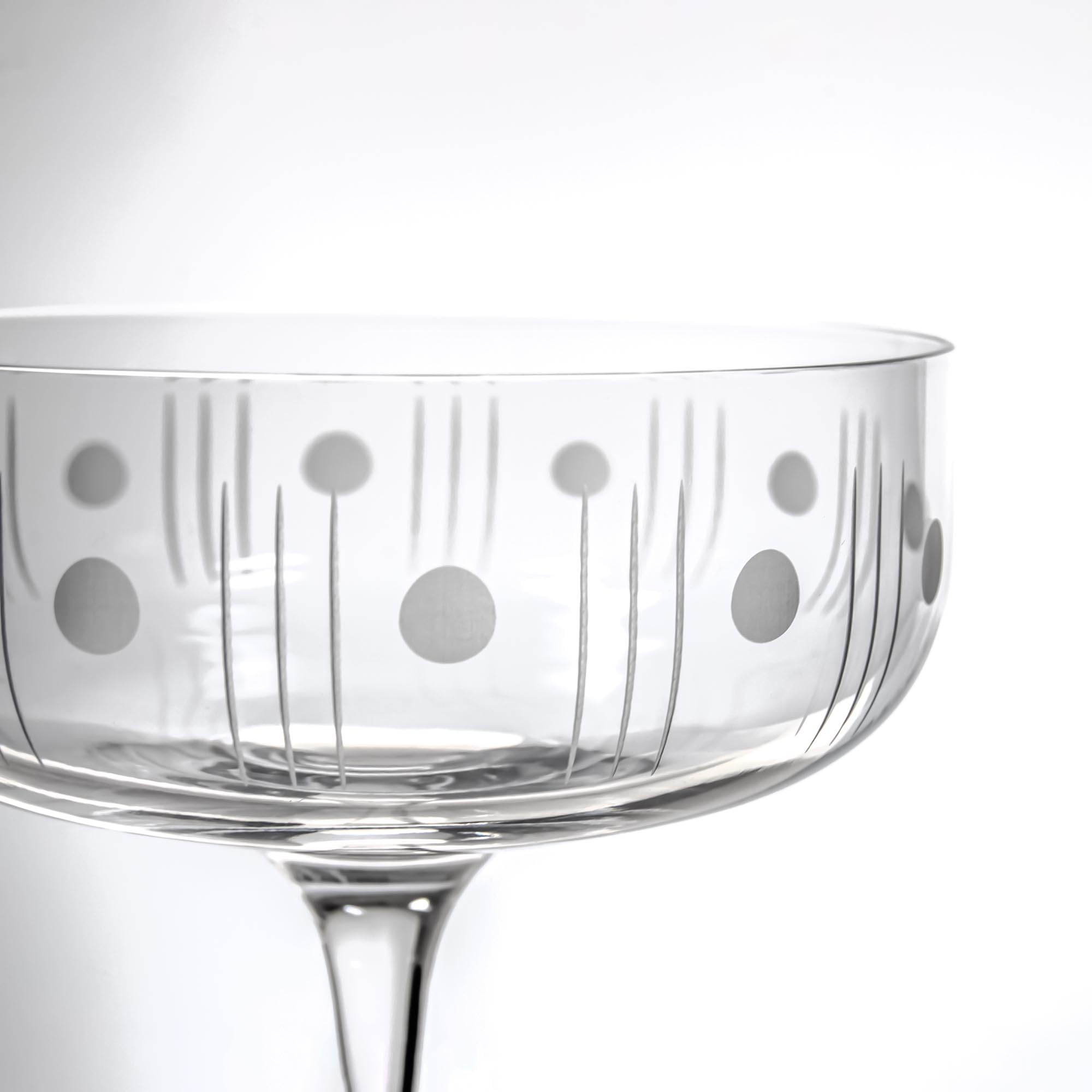Vintage Rolf Glass 10.25oz Coupe Cocktail Glasses Set of 2 - Mid-Century Modern Champagne Glasses, Lead-Free Crystal, Handcrafted in USA - Perfect for Martini, Cosmopolitan & Wedding Toasts