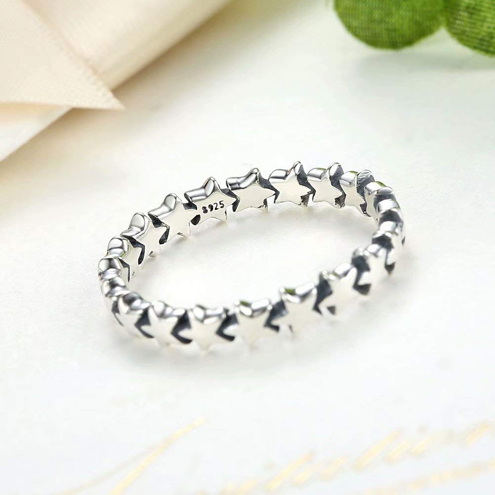 925 Sterling Silver Star Stackable Ring Set for Women - Promise & Eternity Rings - Perfect for Gifts, Anniversaries & Everyday Wear