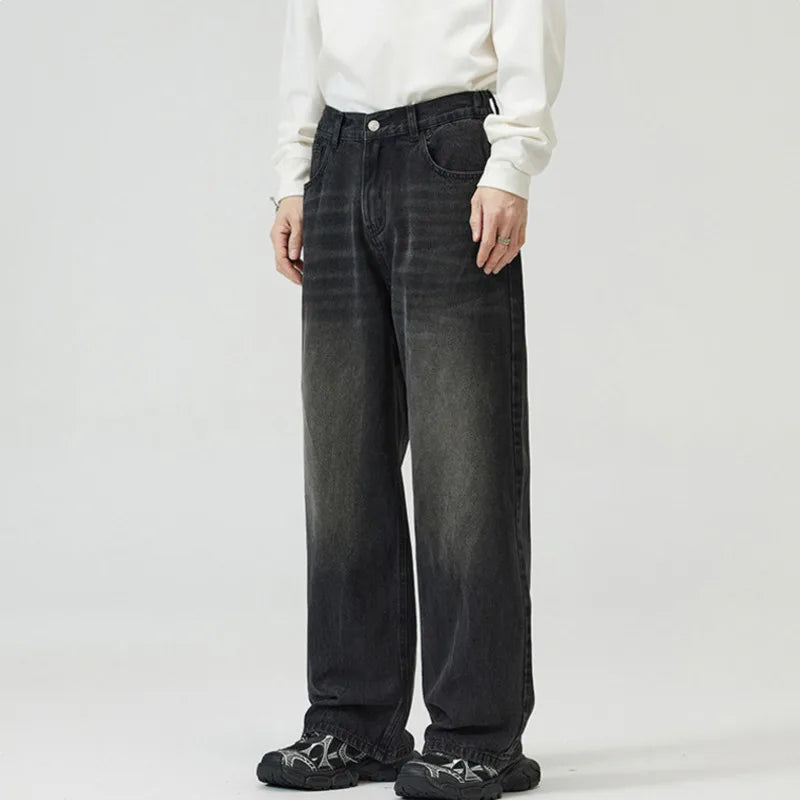 Men's Straight Leg Denim Jeans - Loose Fit Casual Pants for Men, Solid Color American Style Trousers | Spring 2025 Collection | Perfect for Everyday Wear, Office & Weekend Outings (Style 9W1548)
