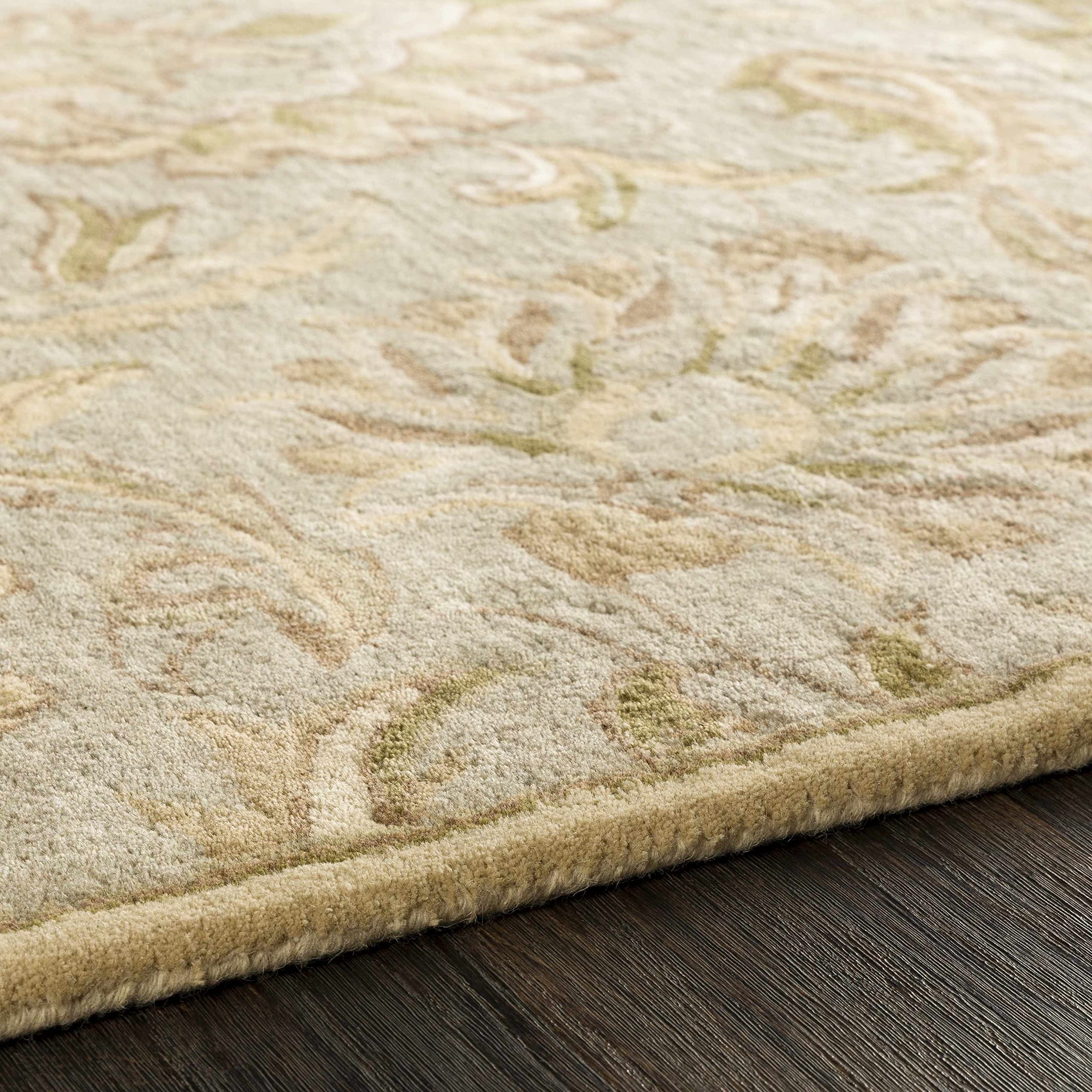 Kohler Wool Area Rug 5' x 8' - Traditional Ivory Gray Brown Handmade Living Room Bedroom Rug - Soft Durable Floor Carpet for Home Decor, Cozy Housewarming Gift