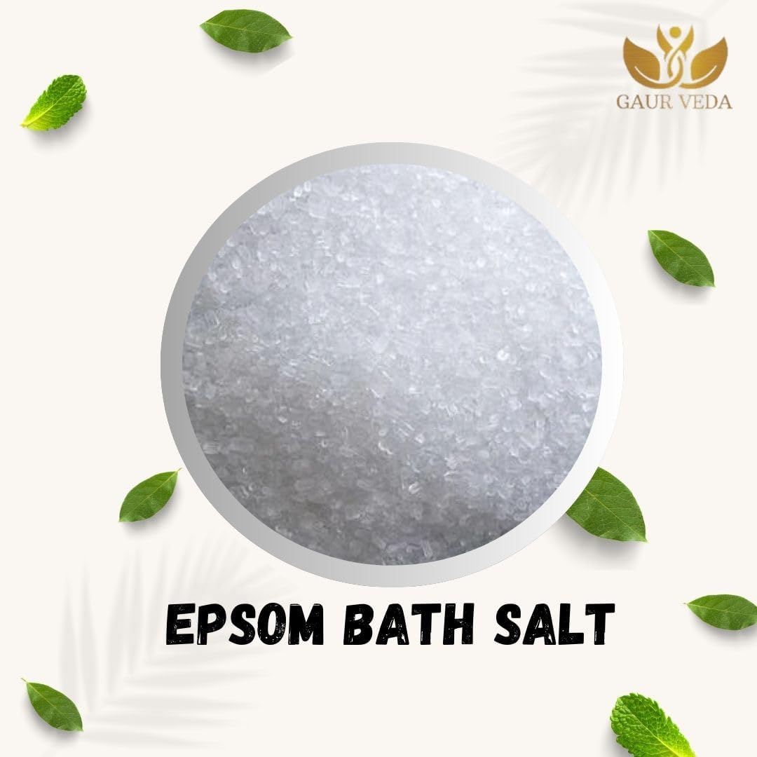 Ga.urveda Natural Epsom Bath Salt Crystals - 1KG for Relaxation, Muscle Relief & Detox | Perfect for Spa, Bath Soak & Home Wellness