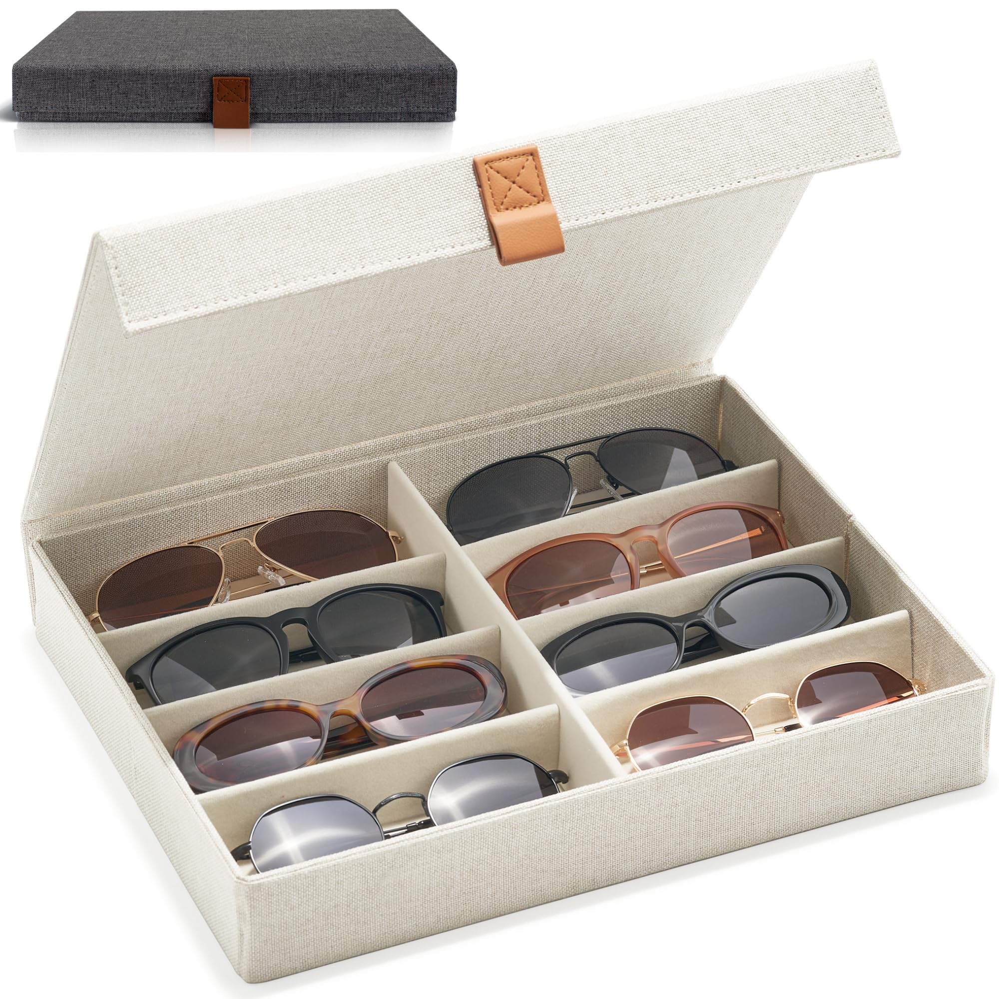 ZICOTO Sunglass Storage Organizer Case for 8 Pairs - Stylish Eyewear Holder with Dust Protection | Perfect for Home, Office, and Travel Organization