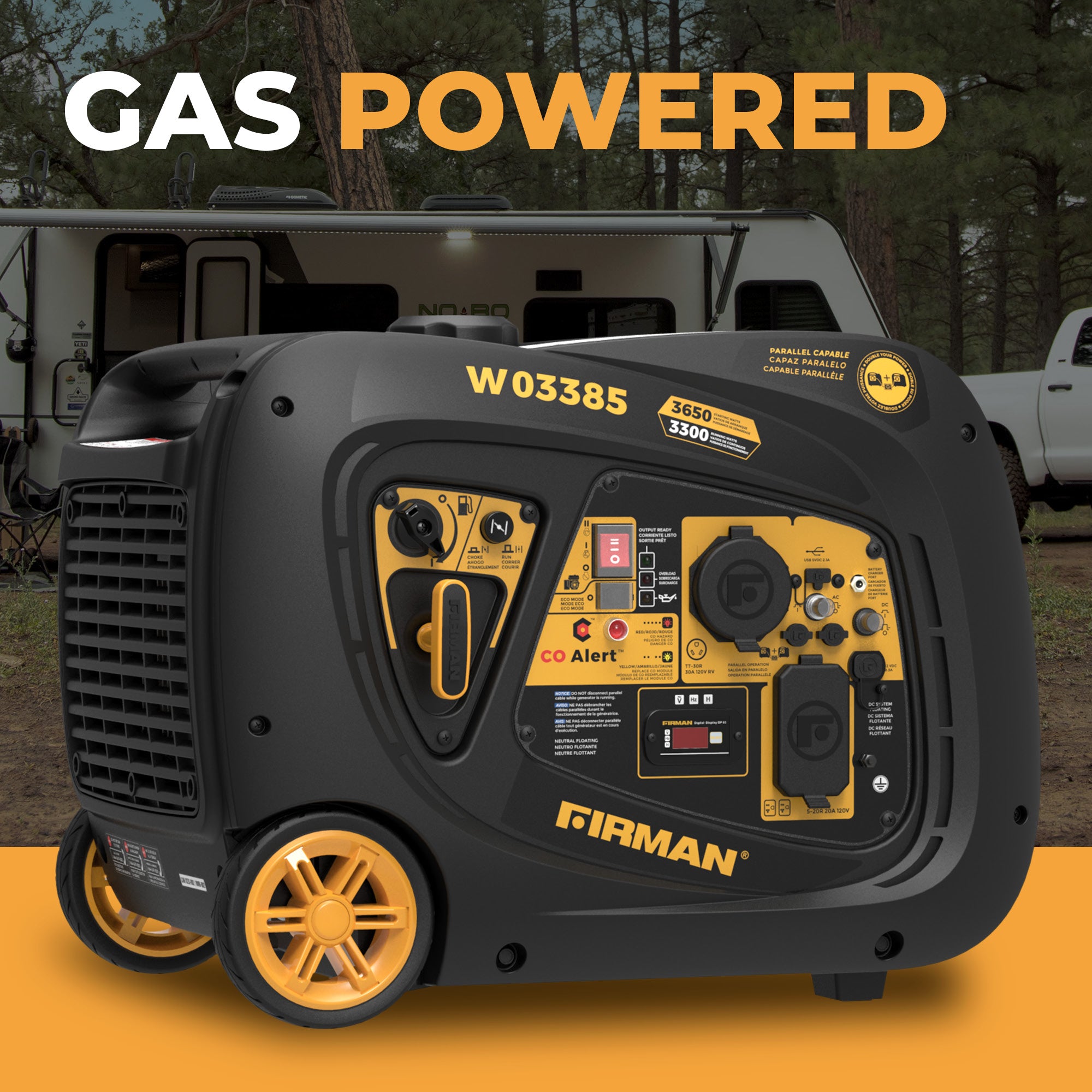 3650W Portable Inverter Generator with CO Alert - Quiet, Reliable Power for Camping, RV Trips & Emergency Backup