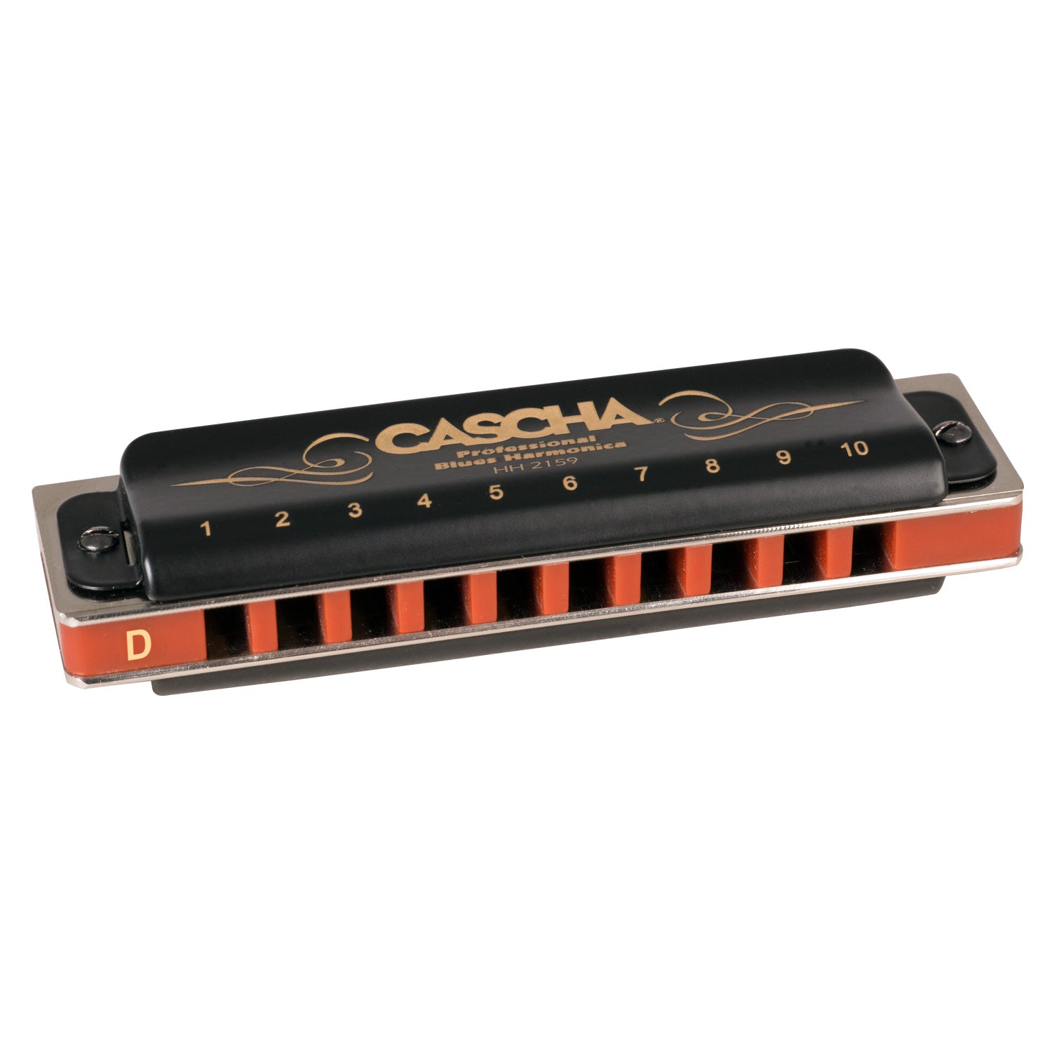 Cascha Professional D Key Blues Harmonica - 10 Hole Diatonic Mouth Organ for Blues, Folk & Rock Music - Perfect for Beginners & Professionals - Great for Live Performances & Studio Recording