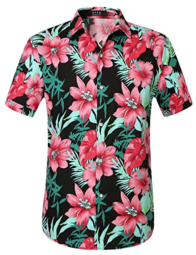 **Men's Hawaiian Shirt - Tropical Floral Short Sleeve Button Down Shirt for Beach, Vacation & Summer Outfits | Casual Wear for Pool Party, Luau & Outdoor Activities**