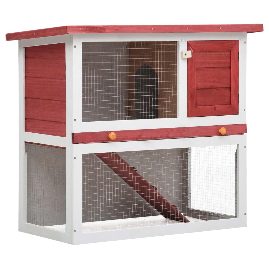 Premium Outdoor Rabbit Hutch with 1 Door - Durable Red Wood Construction - Perfect for Backyard, Garden, or Patio Rabbit Housing