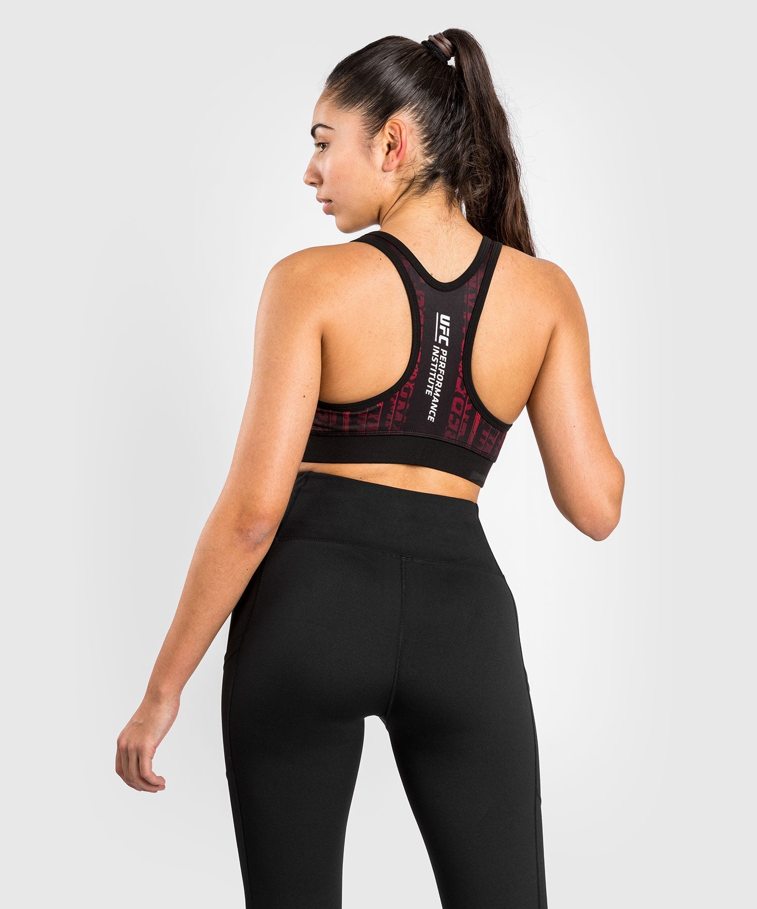 UFC Performance Institute 2.0 Women's High-Performance Sports Bra - Black/Red - Ideal for MMA Training, CrossFit & Intense Workouts
