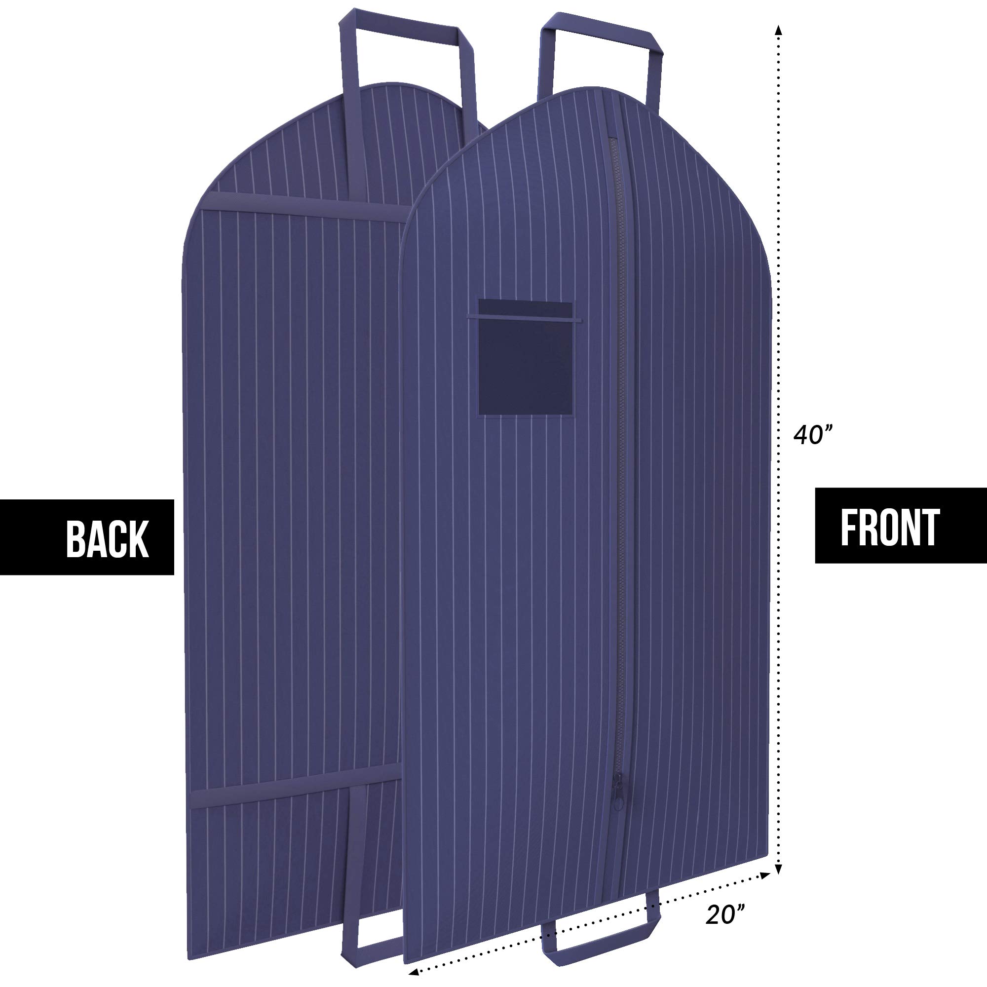 Premium Navy Suit Garment Travel Bags with ID Tag Window - Heavy Duty Yet Lightweight Luggage for Business Trips & Formal Events