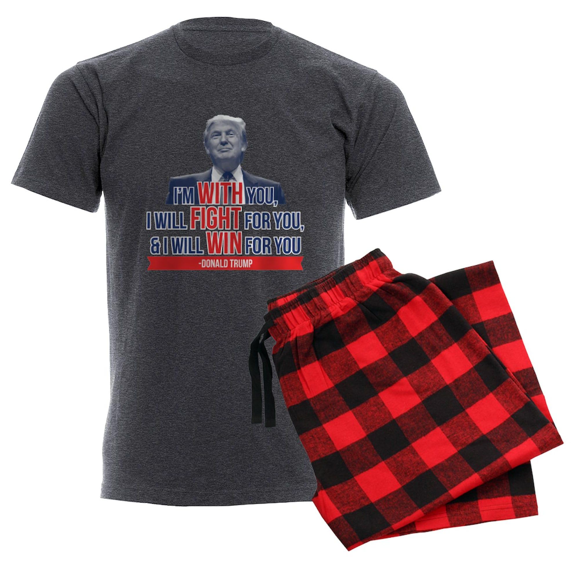 Donald Trump Fight Win Men's Charcoal Novelty Pajamas - Comfortable Sleepwear for Political Supporters & Patriotic Gift Ideas
