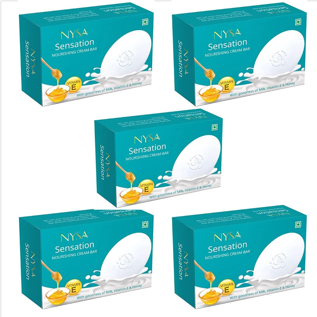 Nysa Sensation Cream Bar - 100g (Pack of 5) | Moisturizing & Nourishing Soap for Dry Skin | Perfect for Daily Shower & Spa Relaxation