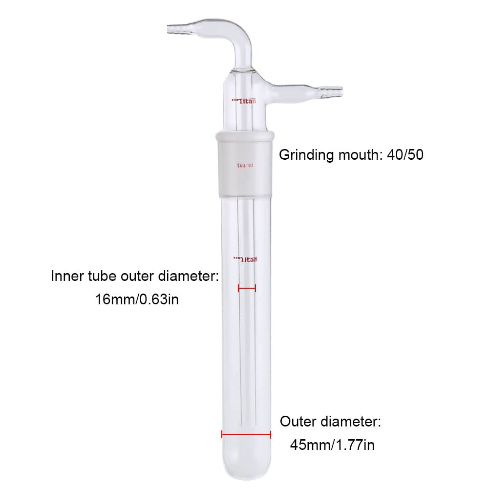 2-Part Glass Vacuum Cold Trap with 40/50 Joint - Lab Gas Washing Bottle for Solvent Removal & Vacuum Distillation | Ideal for Chemistry Labs, Research & Industrial Applications