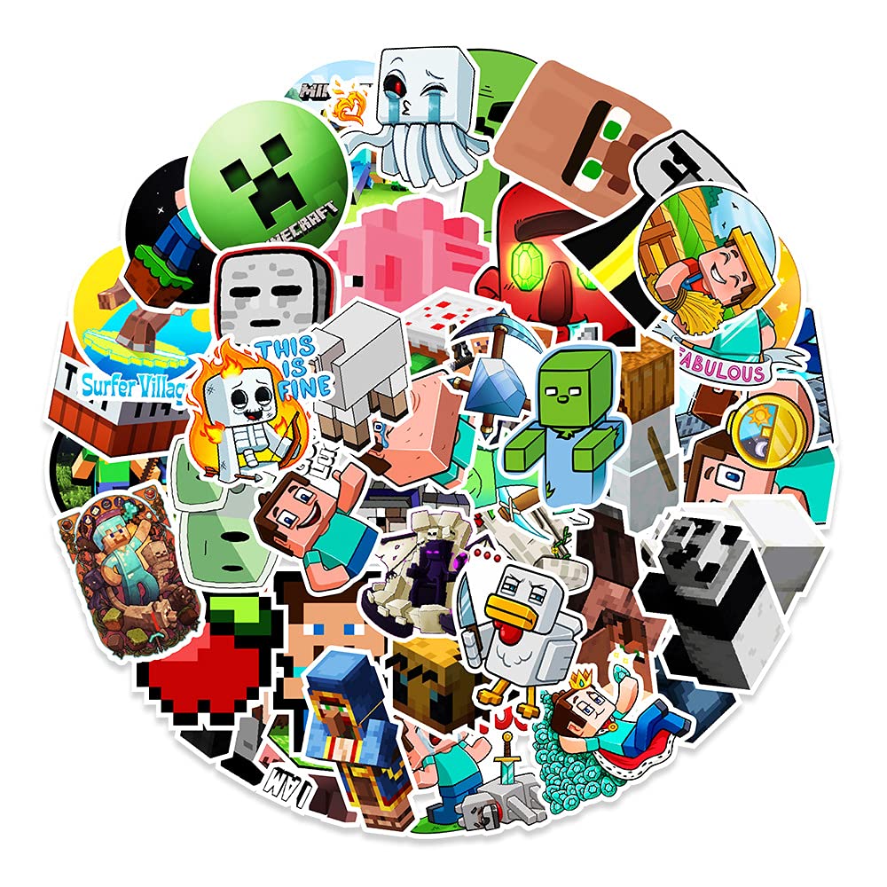 100 PCS Minecraft Stickers - Waterproof Vinyl Decals for Kids & Adults - Perfect for Water Bottles, Laptops, Phones, Notebooks - Great for School, Office, Gaming & DIY Projects