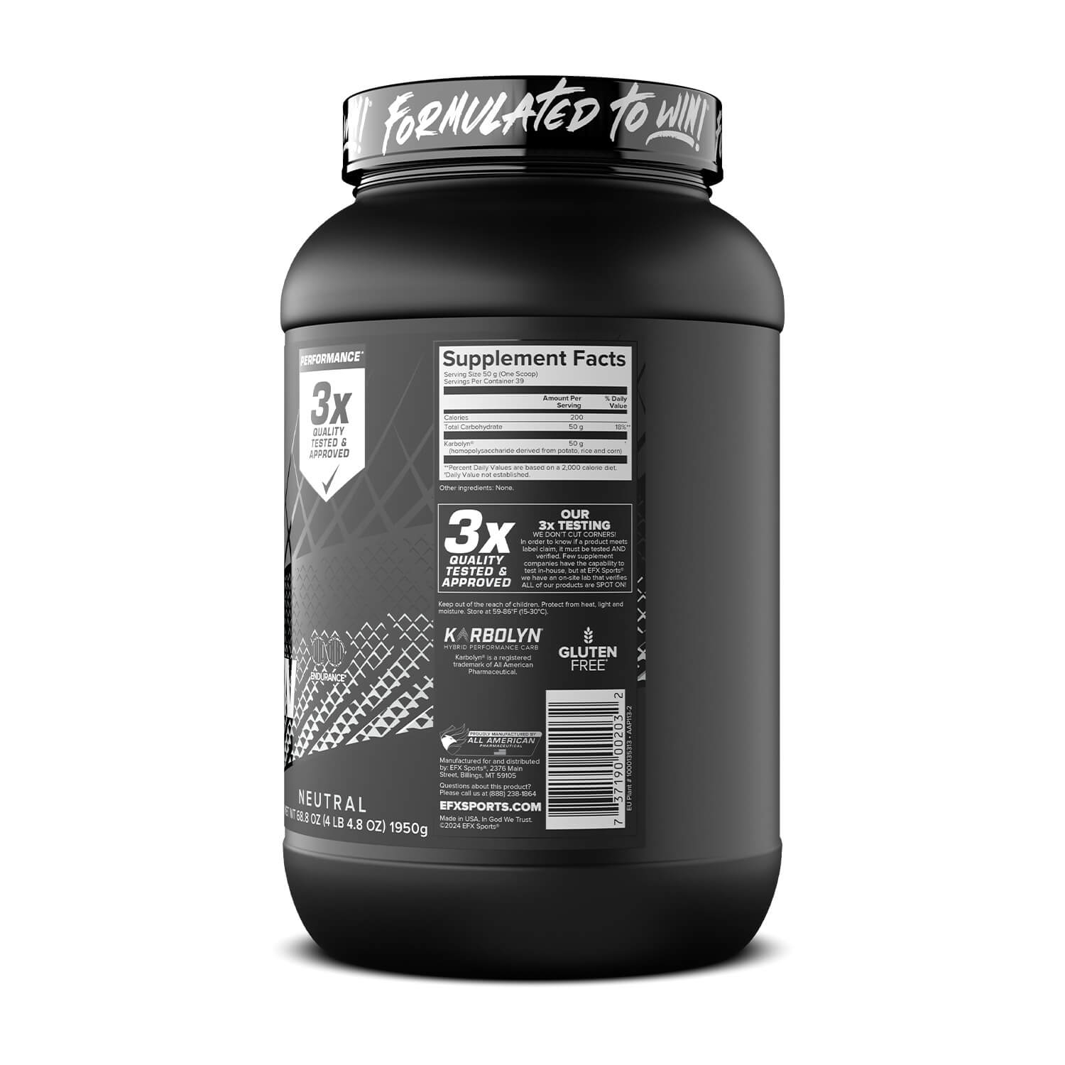 EFX Sports Karbolyn Fuel - Premium Carb Supplement for Workout & Endurance - Pre & Post Workout Energy Booster for Athletes & Fitness Enthusiasts