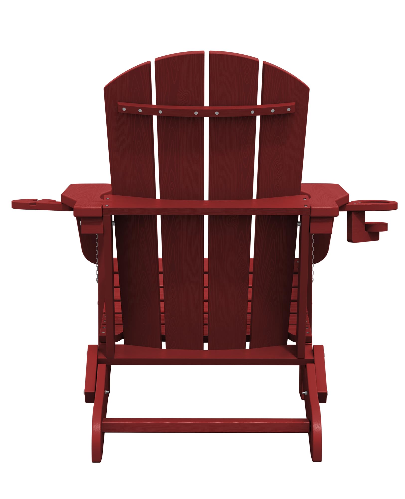 Premium SERWALL Adirondack Chair with Cup Holders - Durable HDPE Composite Outdoor Patio Furniture - All-Weather Resistant (Red) - Perfect for Backyard, Poolside & Garden Relaxation