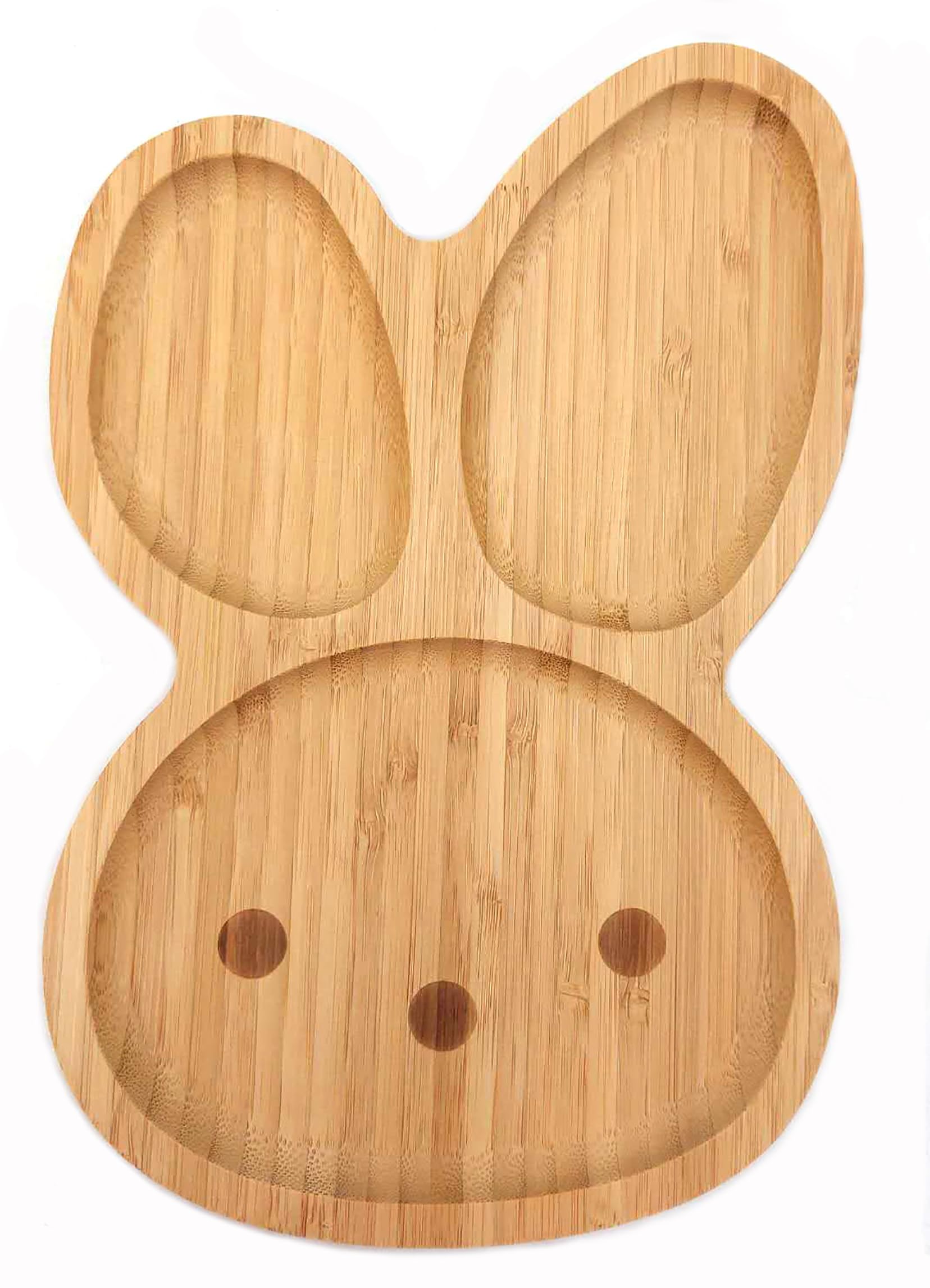 Eco-Friendly Bamboo Plate for Snacks, Appetizers, Fruits & Vegetables - Cute Bunny Face Shaped Kids Meal Plate (11