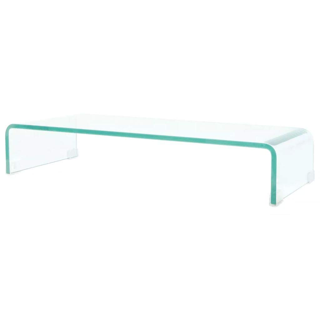 HLLNME Adjustable Glass Monitor Stand Riser - Ergonomic Laptop & TV Stand for Home & Office Desk - Perfect for Work, Gaming & Streaming