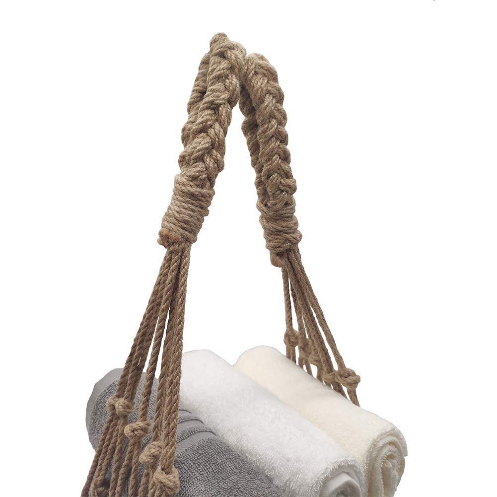 Handmade Nautical Rope Towel Holder & Toilet Paper Holder - Rustic Bathroom Decor for Coastal, Beach House & Farmhouse Style Homes