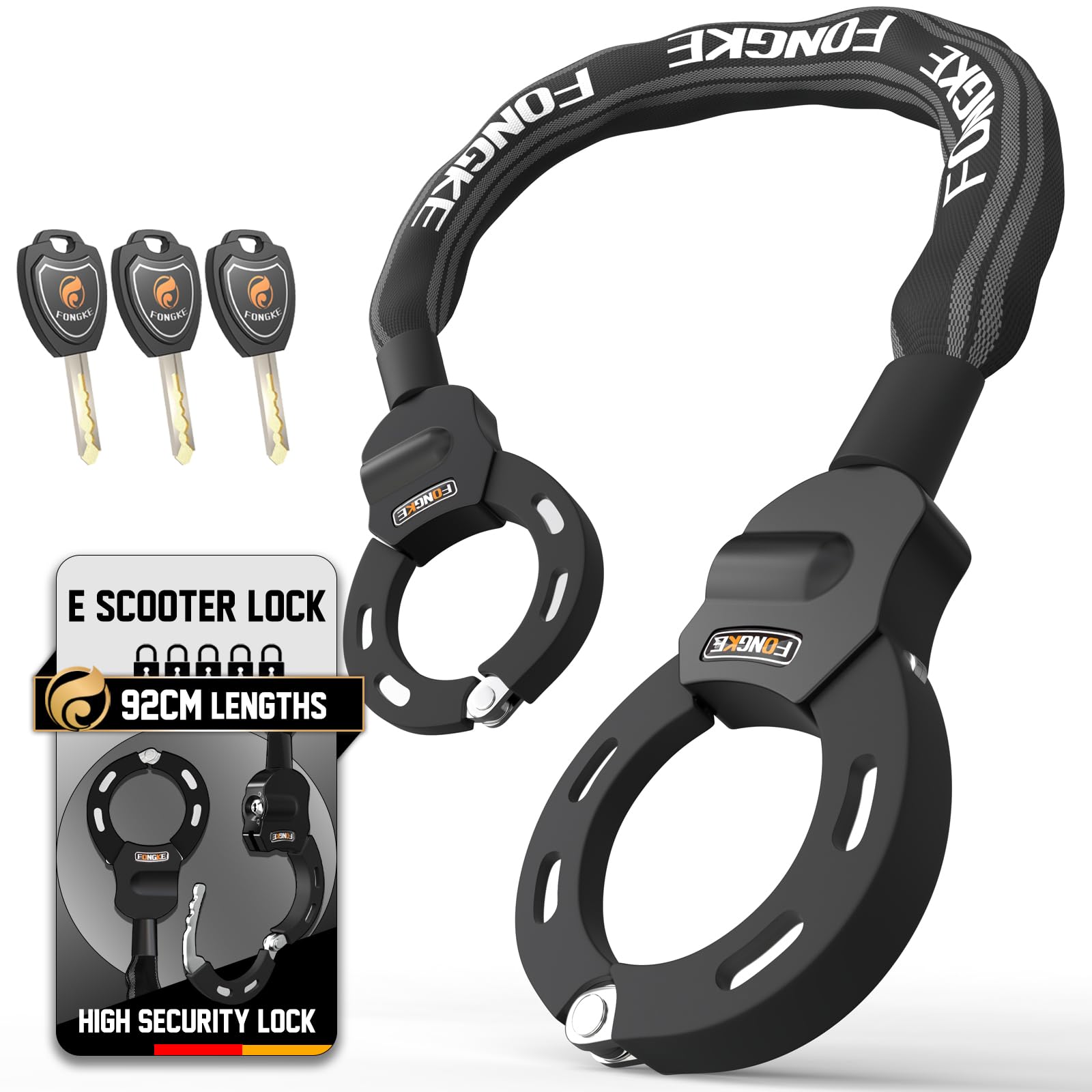 Heavy Duty Electric Scooter Lock with Key - Anti Theft Security Chain for E Scooters (Segway Ninebot, Xiaomi, NIU) | Perfect for Commuting, Campus & Urban Riding