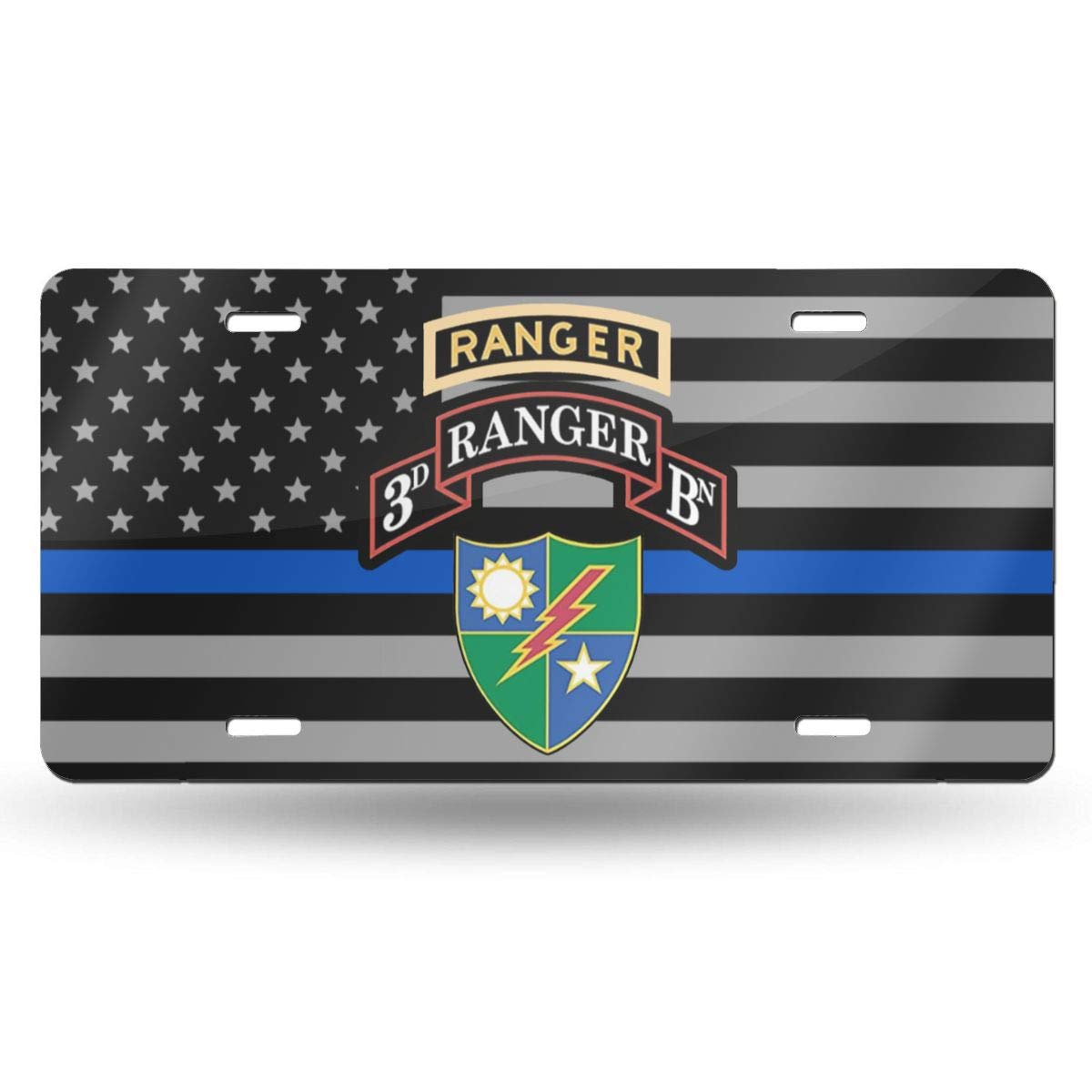 Custom 75th Ranger Regiment 3rd Battalion Ranger Tab Aluminum License Plate - Personalized Car Decoration for Military Enthusiasts & Veterans - Perfect for Trucks, Jeeps & Show Cars