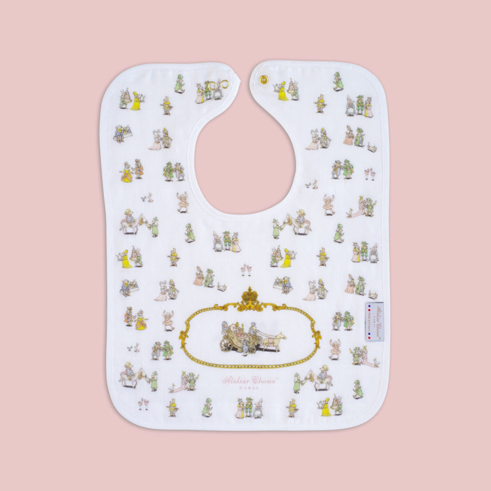 Atelier Choux Premium Large Baby Bib with Versailles Gold Snaps - Soft & Stylish Drool Bib for Infants, Perfect for Feeding & Messy Playtime