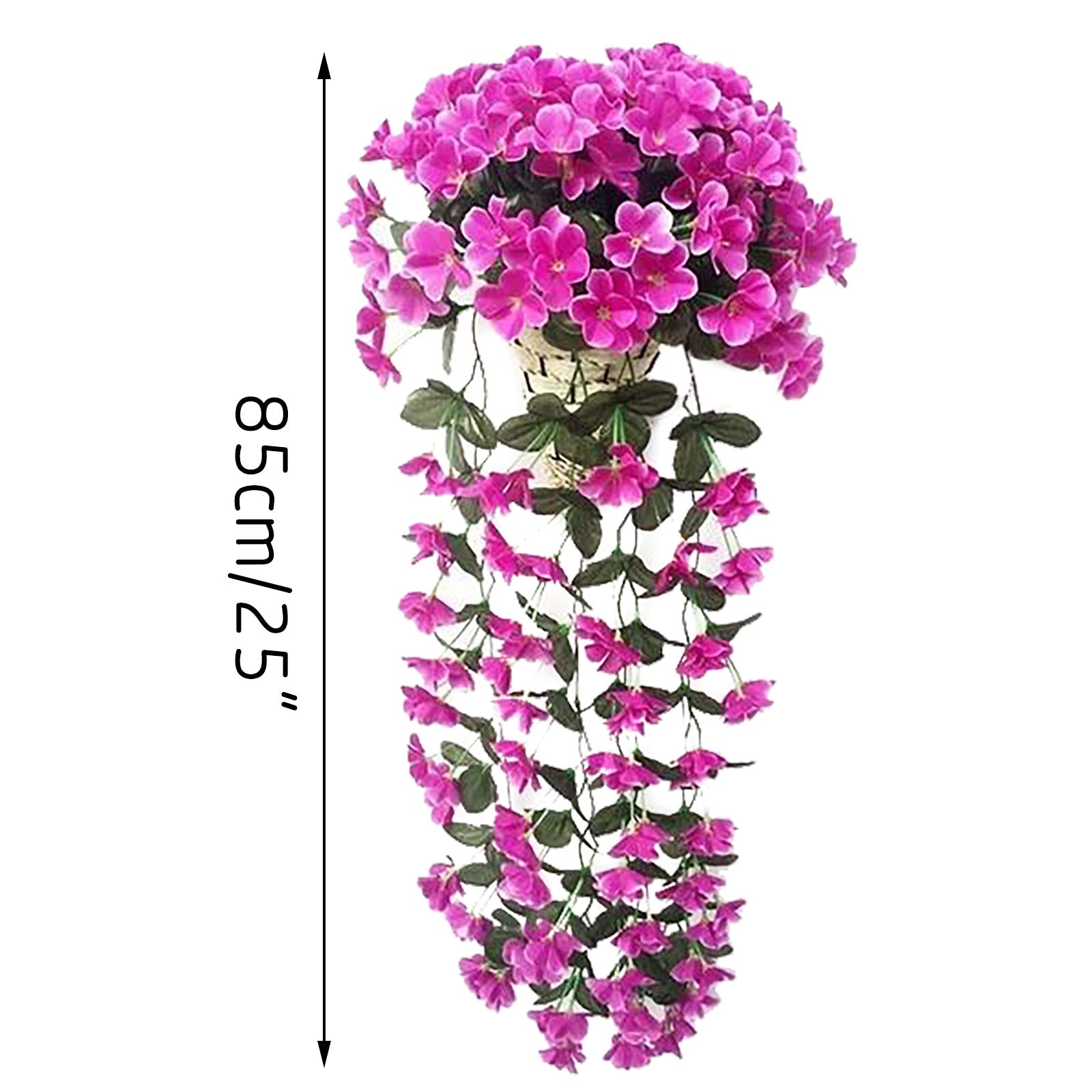 Artificial Violet Wisteria Hanging Flowers - Silk Fake Orchid Garland Vine for Wall Decor, Wedding, Party & Home Decoration (White)