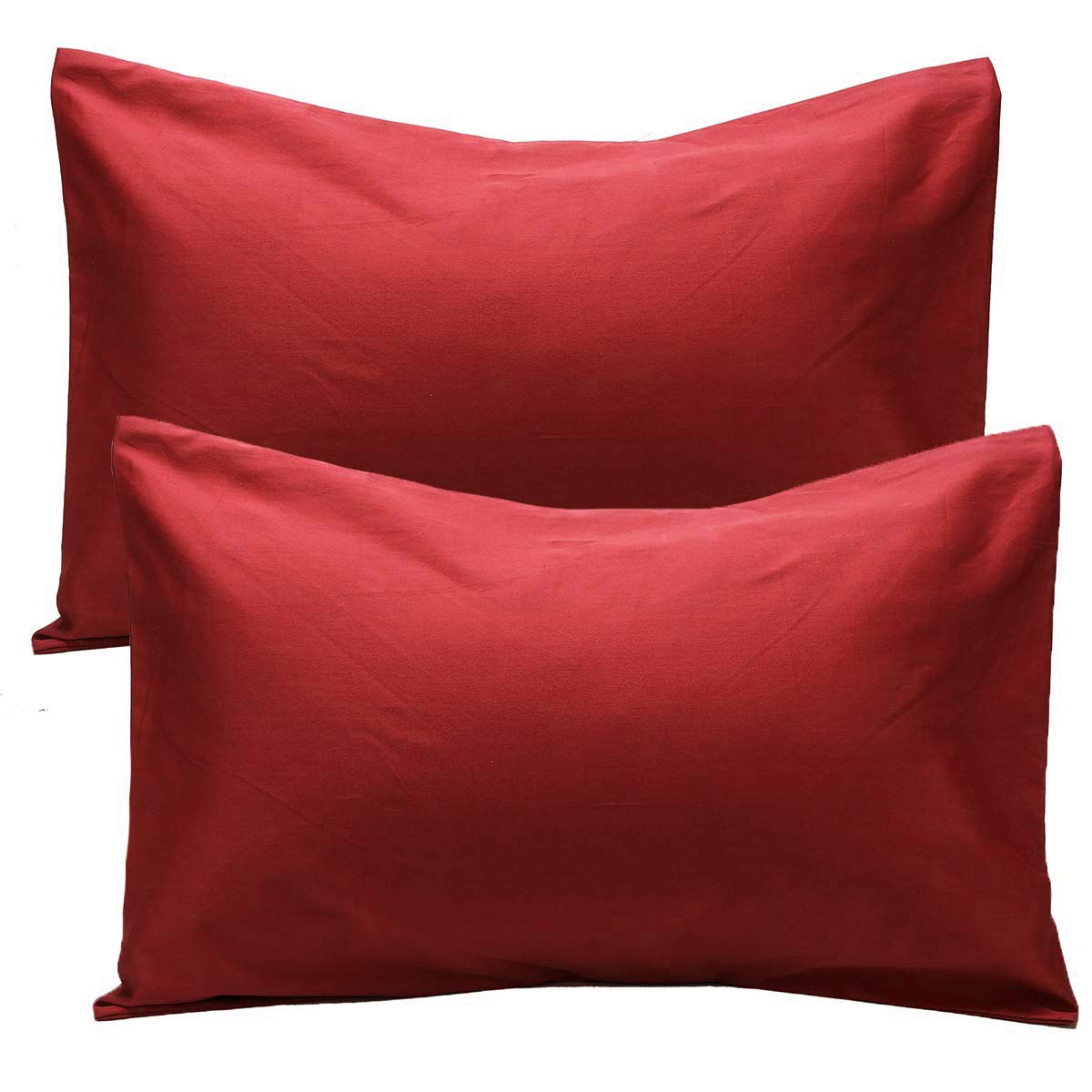 Premium 600-Thread-Count 100% Egyptian Cotton Pillowcases Set of 2 - 20x56 Inches Burgundy Solid Color - Luxury Bedding for Hotel, Home & Airbnb Use