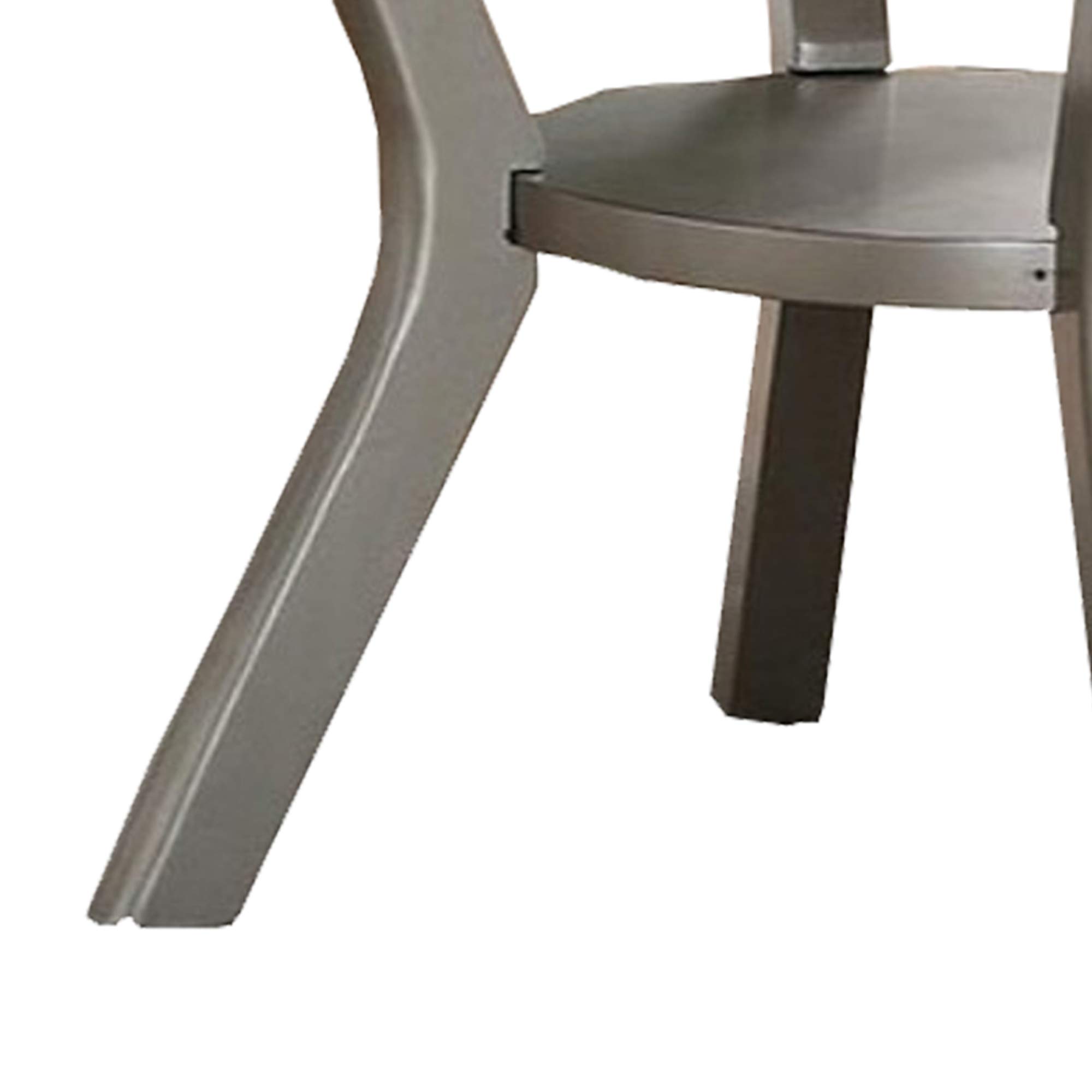 Benzara Solid Rubber Wood Round Dining Table with Silver Bottom Shelf - Perfect for Kitchen, Dining Room, and Small Space Gatherings